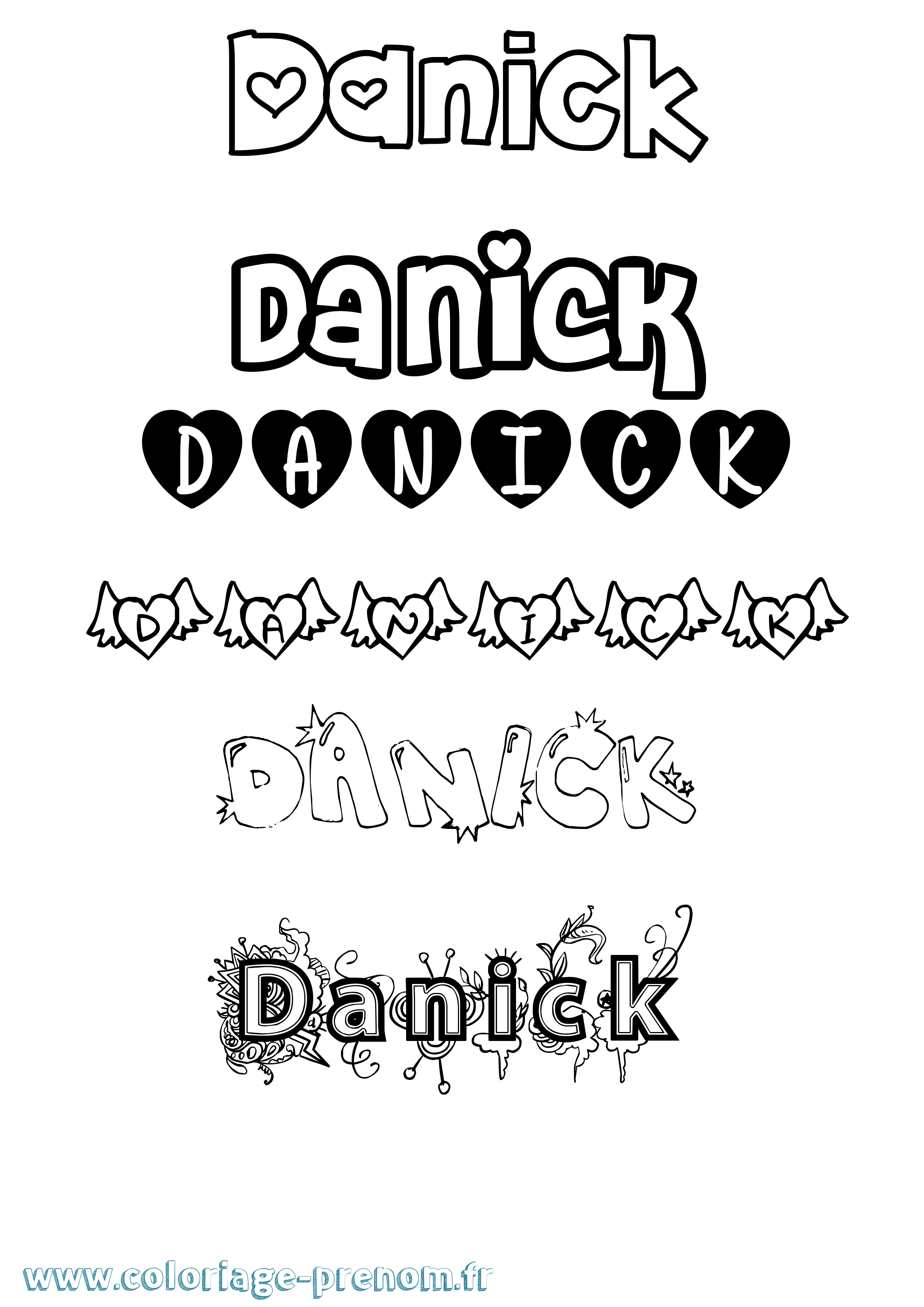 Coloriage Danick Girly Coloriage prénom Danick Girly