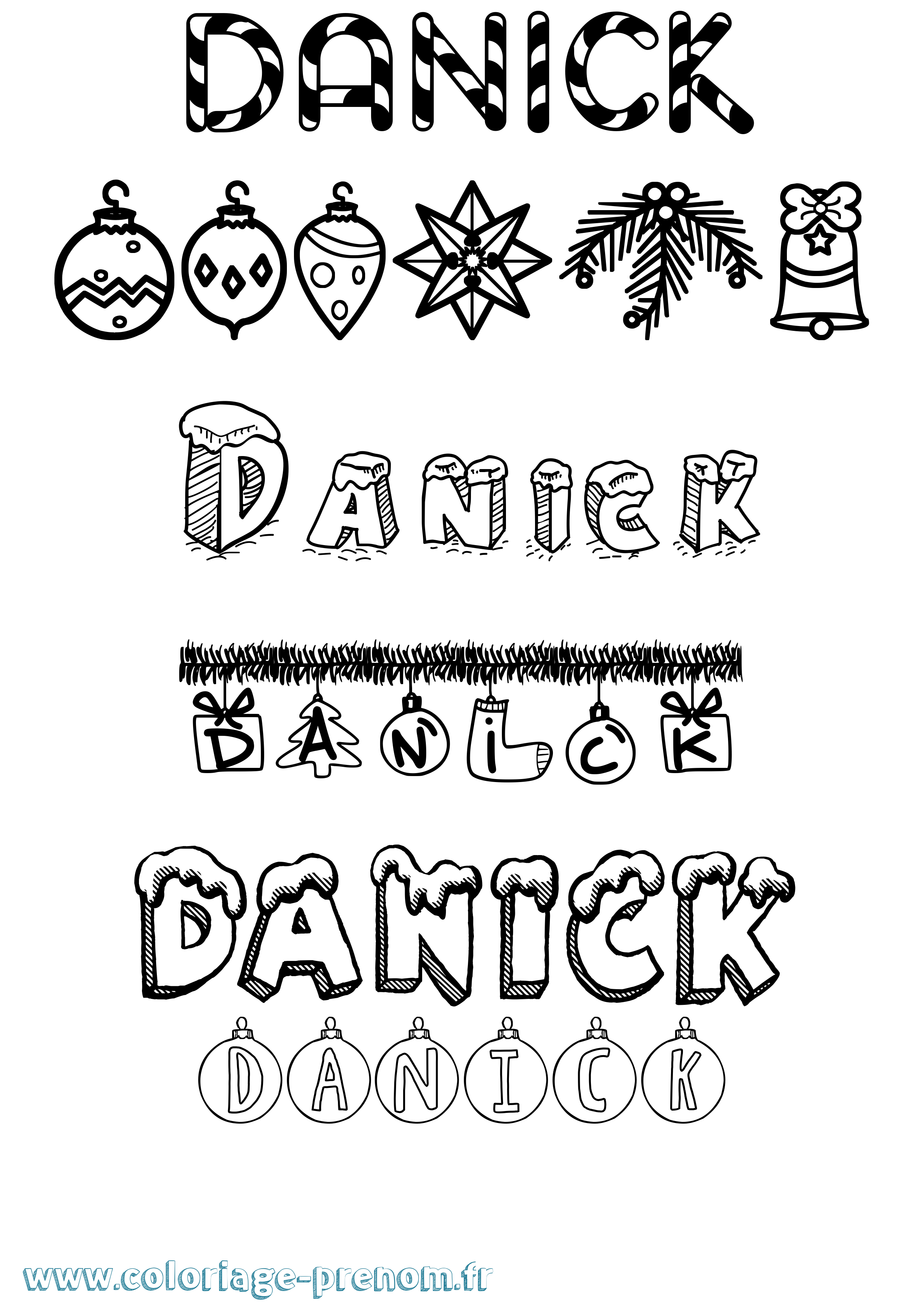 Coloriage Danick Noël Coloriage prénom Danick Noël