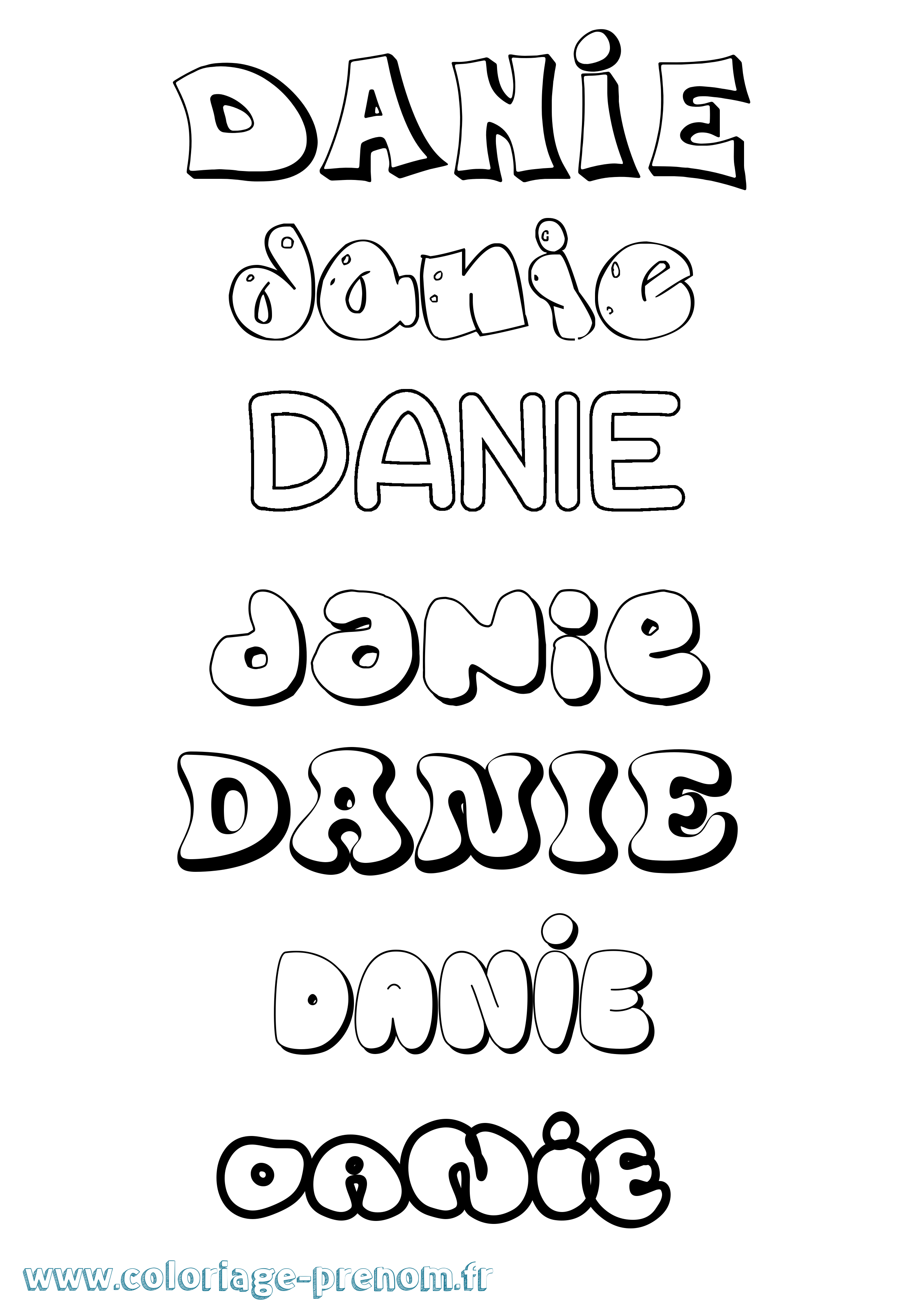 Coloriage Danie Bubble Coloriage prénom Danie Bubble
