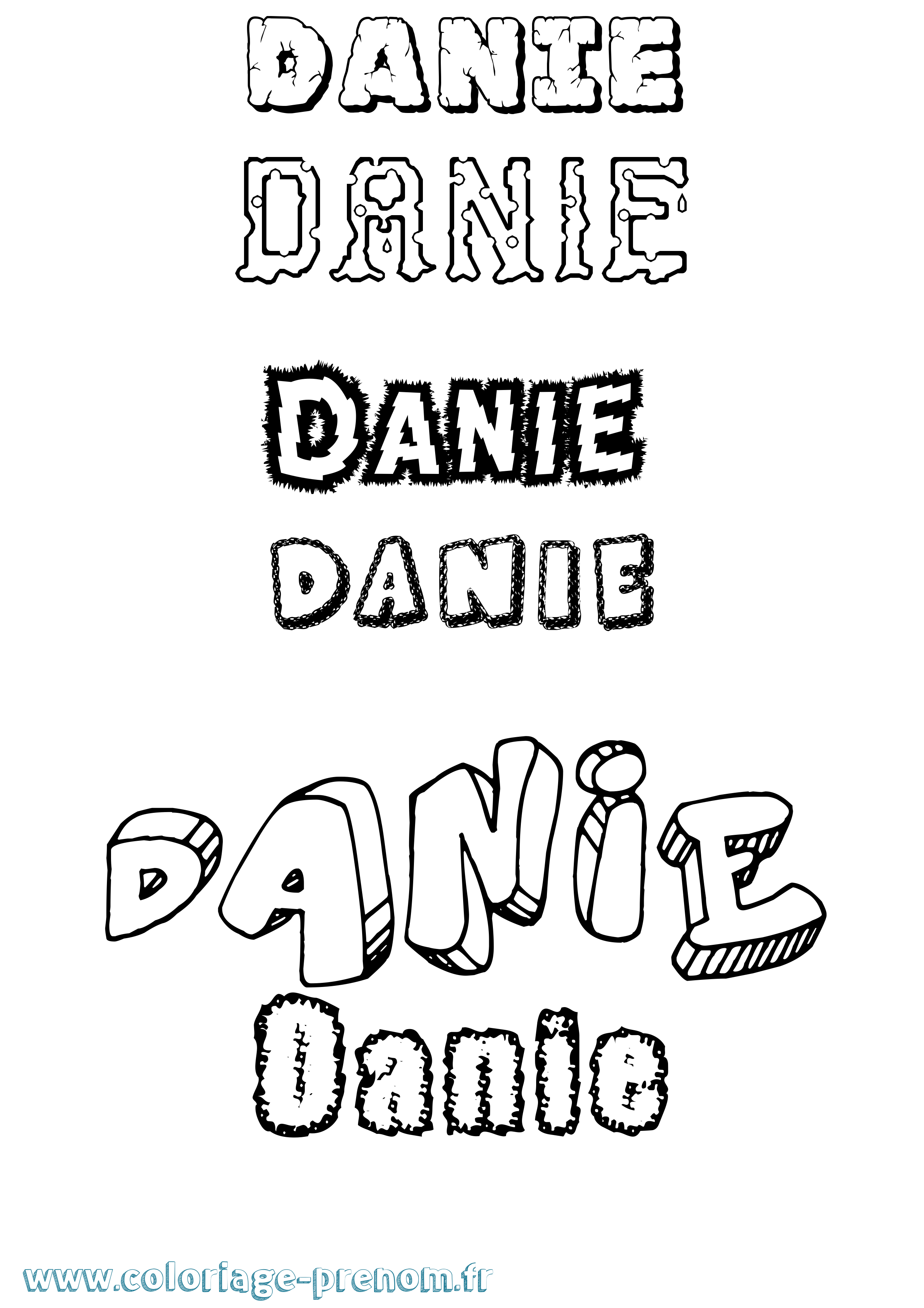 Coloriage Danie Destructuré Coloriage prénom Danie Destructuré