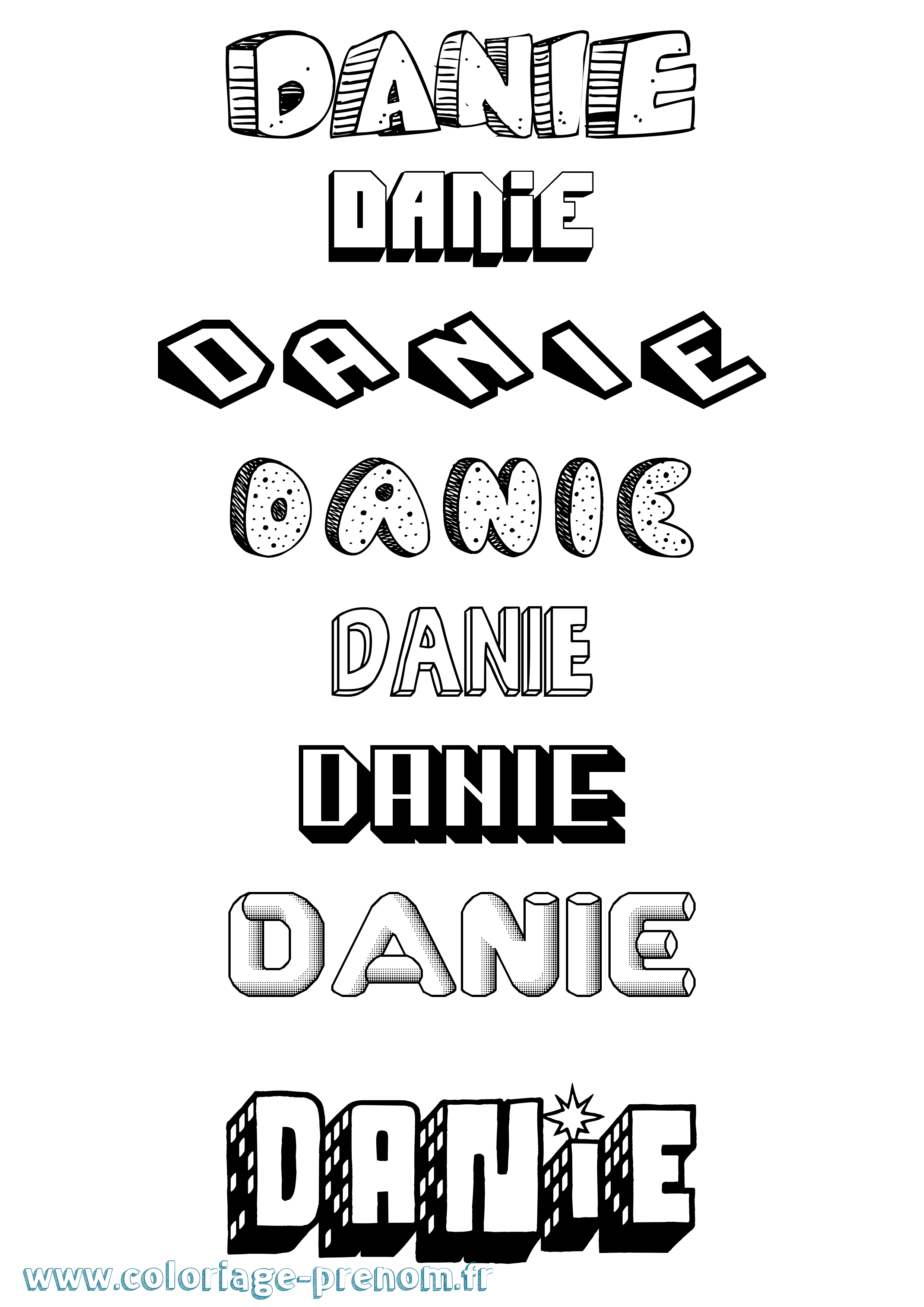 Coloriage Danie Effet 3D Coloriage prénom Danie Effet 3D