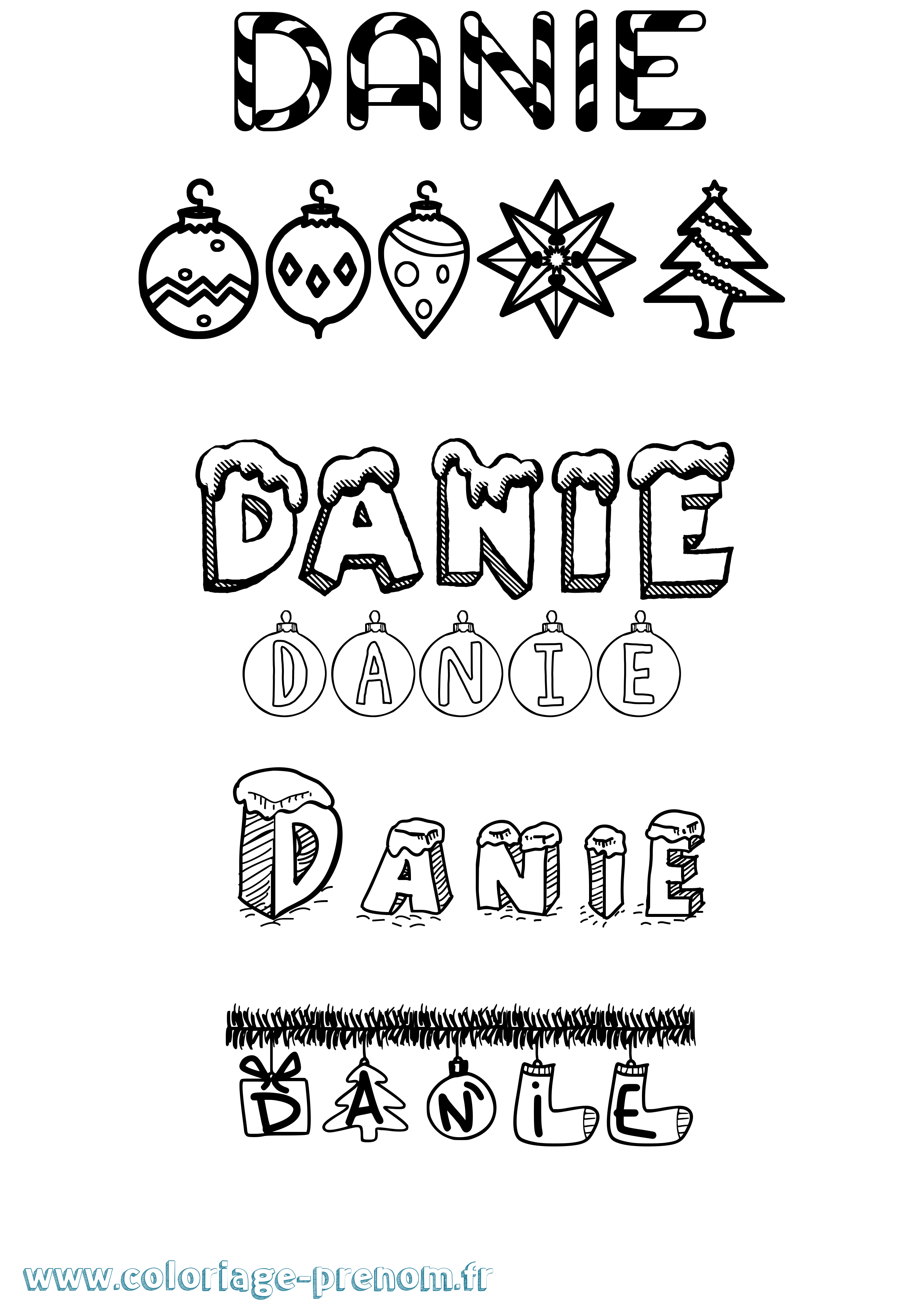Coloriage Danie Noël Coloriage prénom Danie Noël