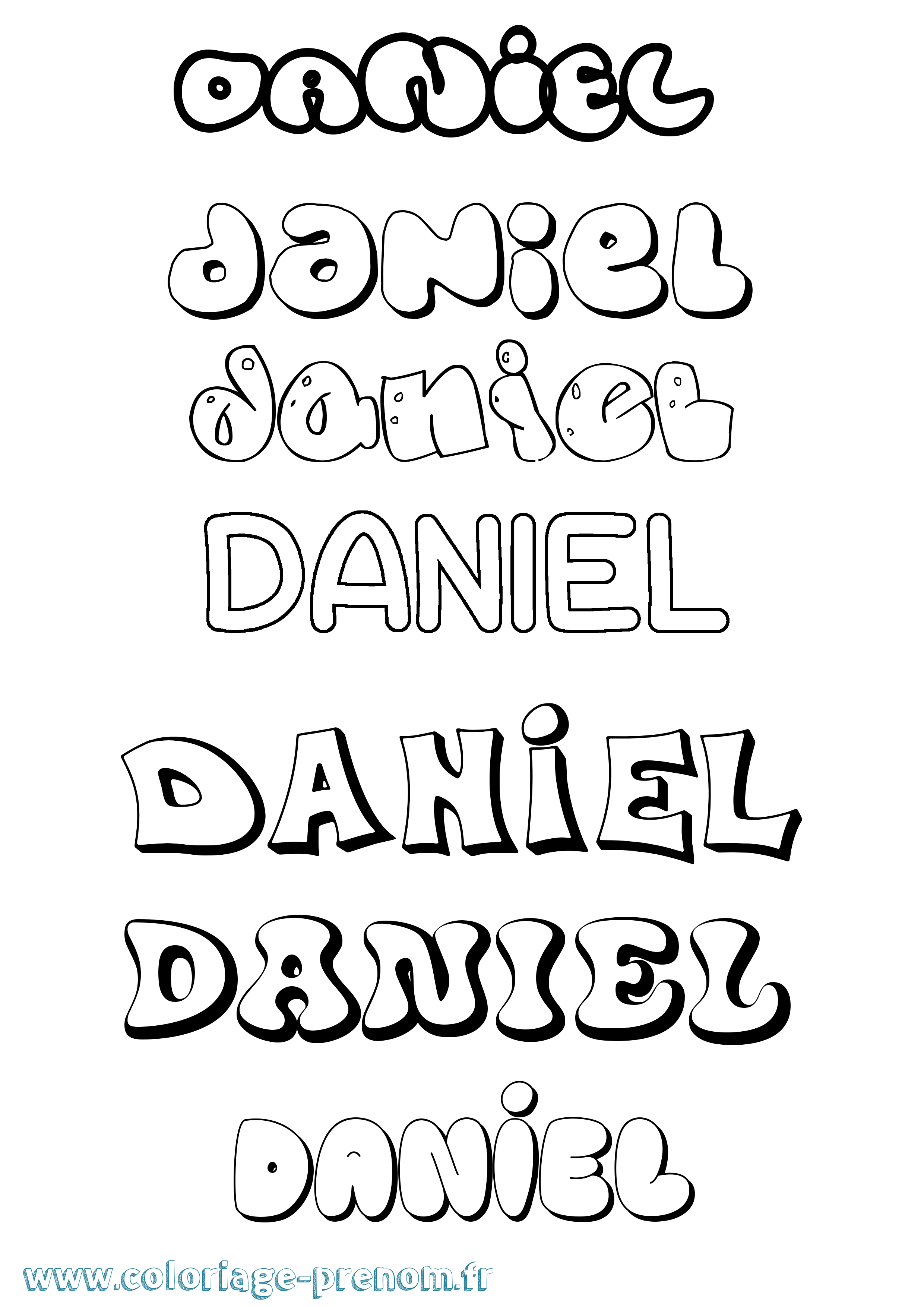 Coloriage prénom Daniel Bubble
