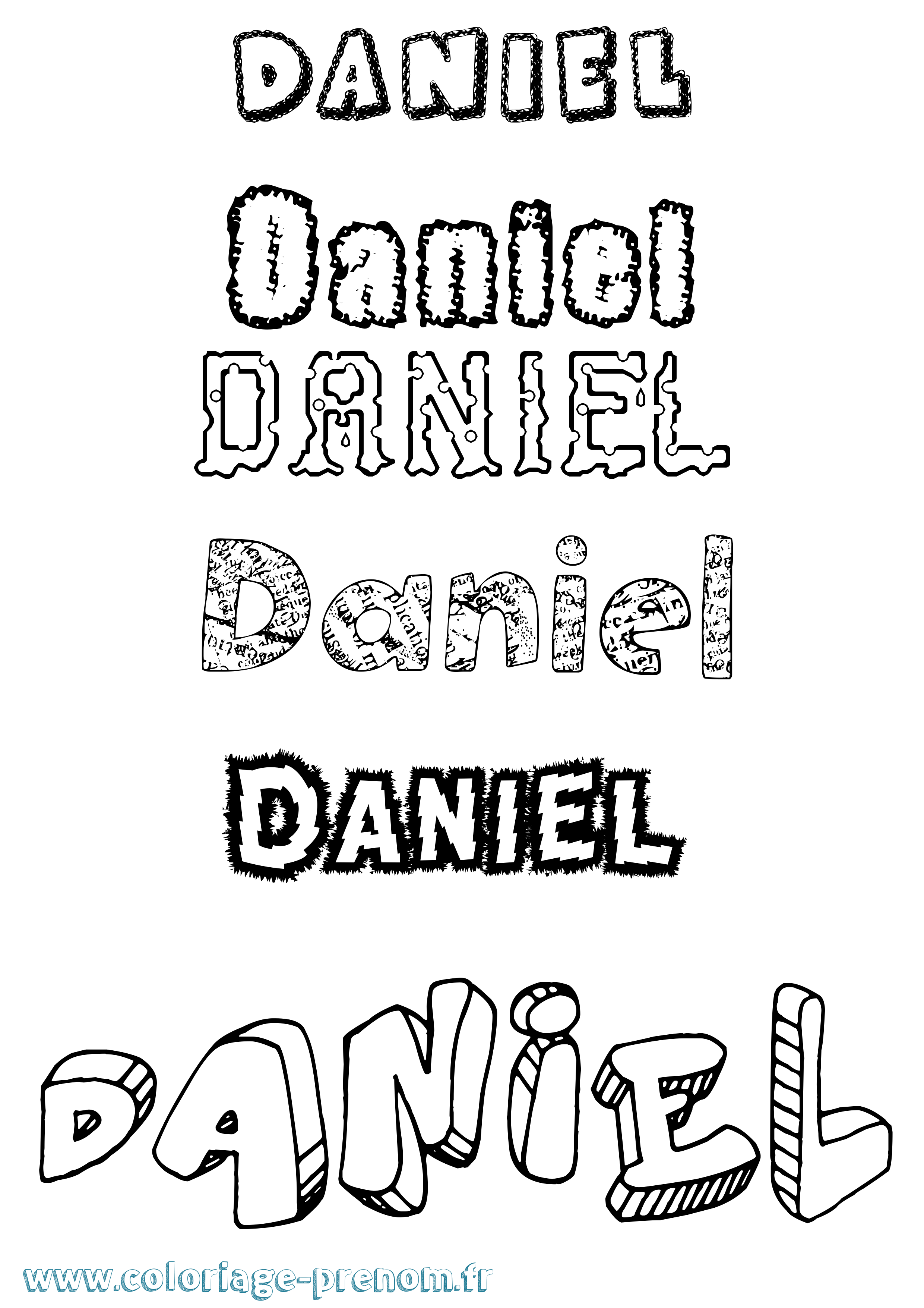 Coloriage prénom Daniel Destructuré