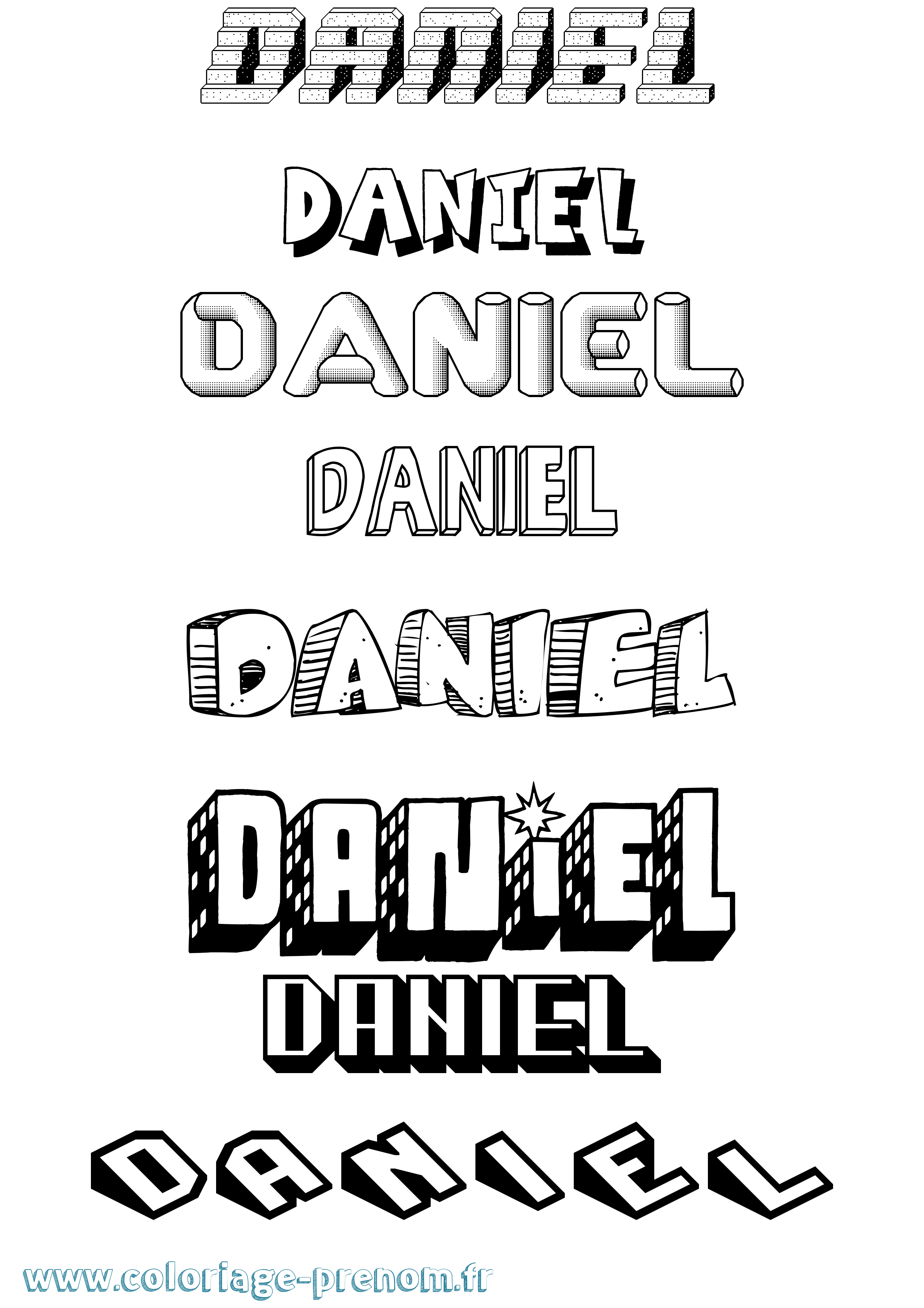 Coloriage prénom Daniel Effet 3D