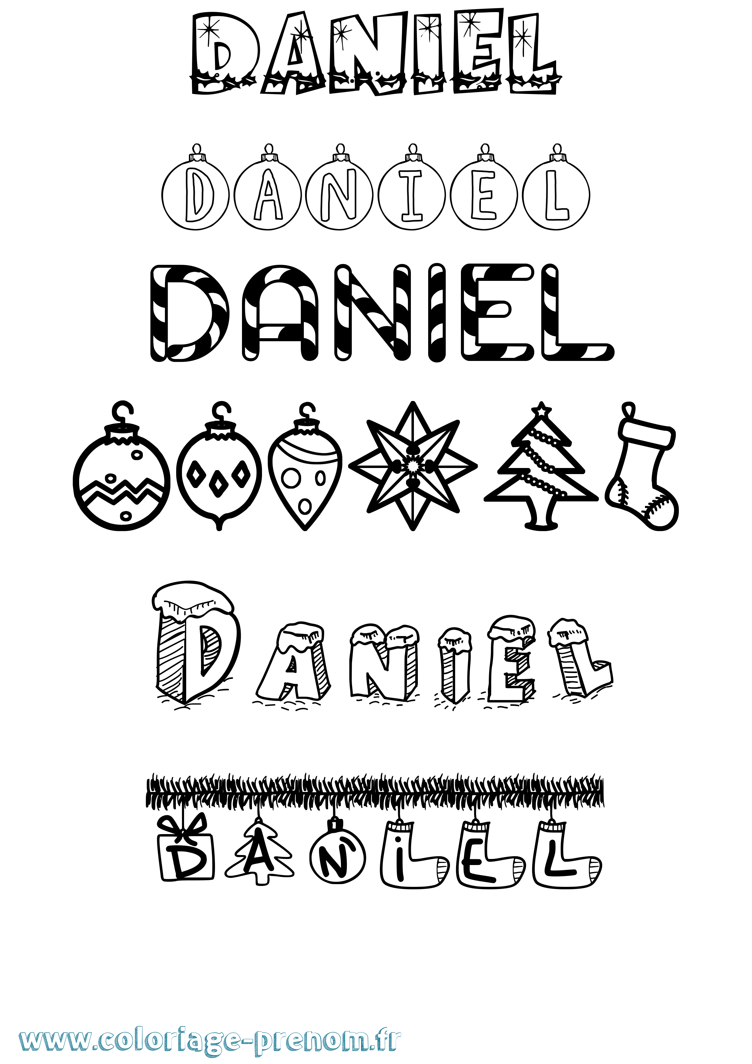 Coloriage prénom Daniel Noël