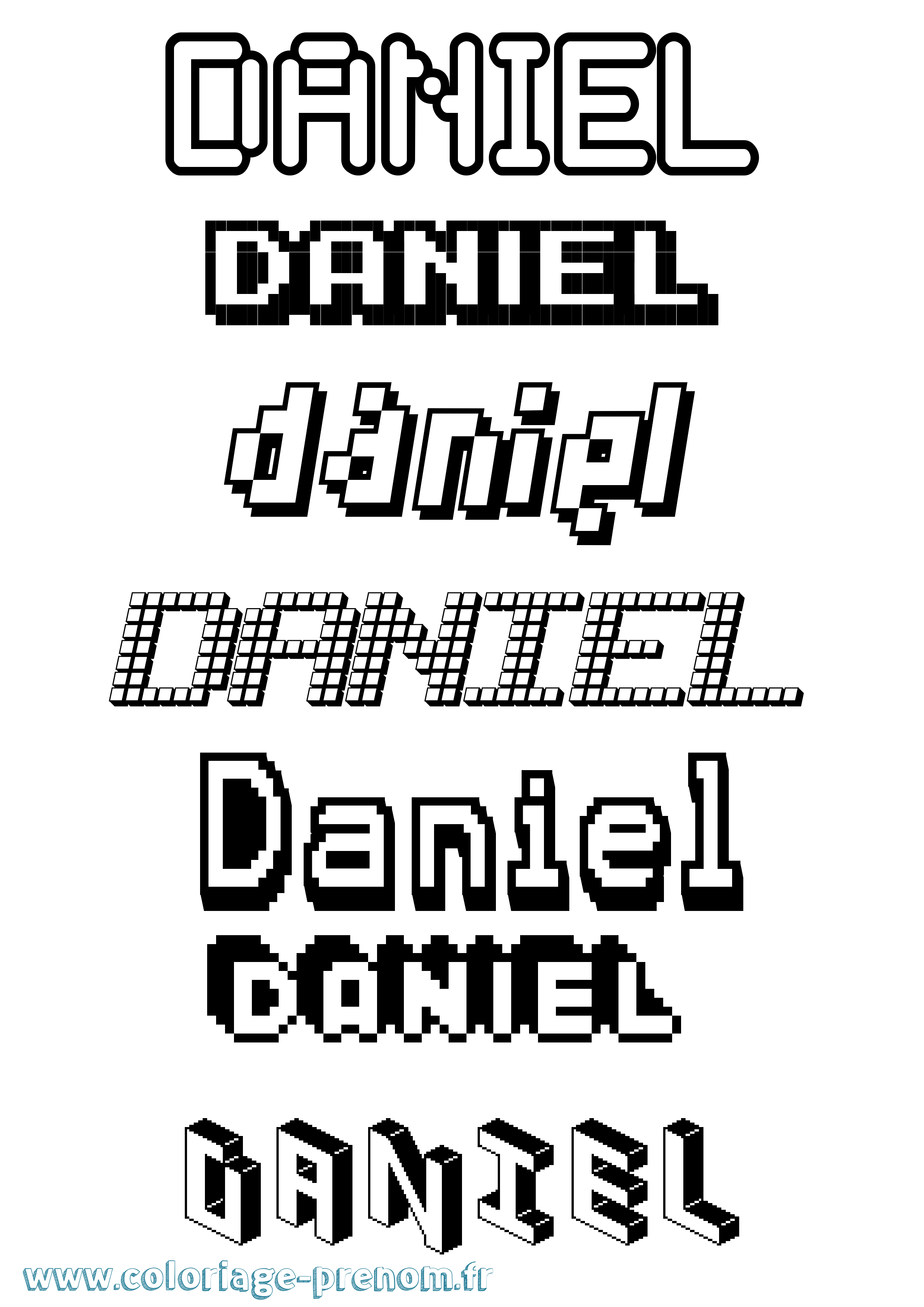 Coloriage prénom Daniel Pixel