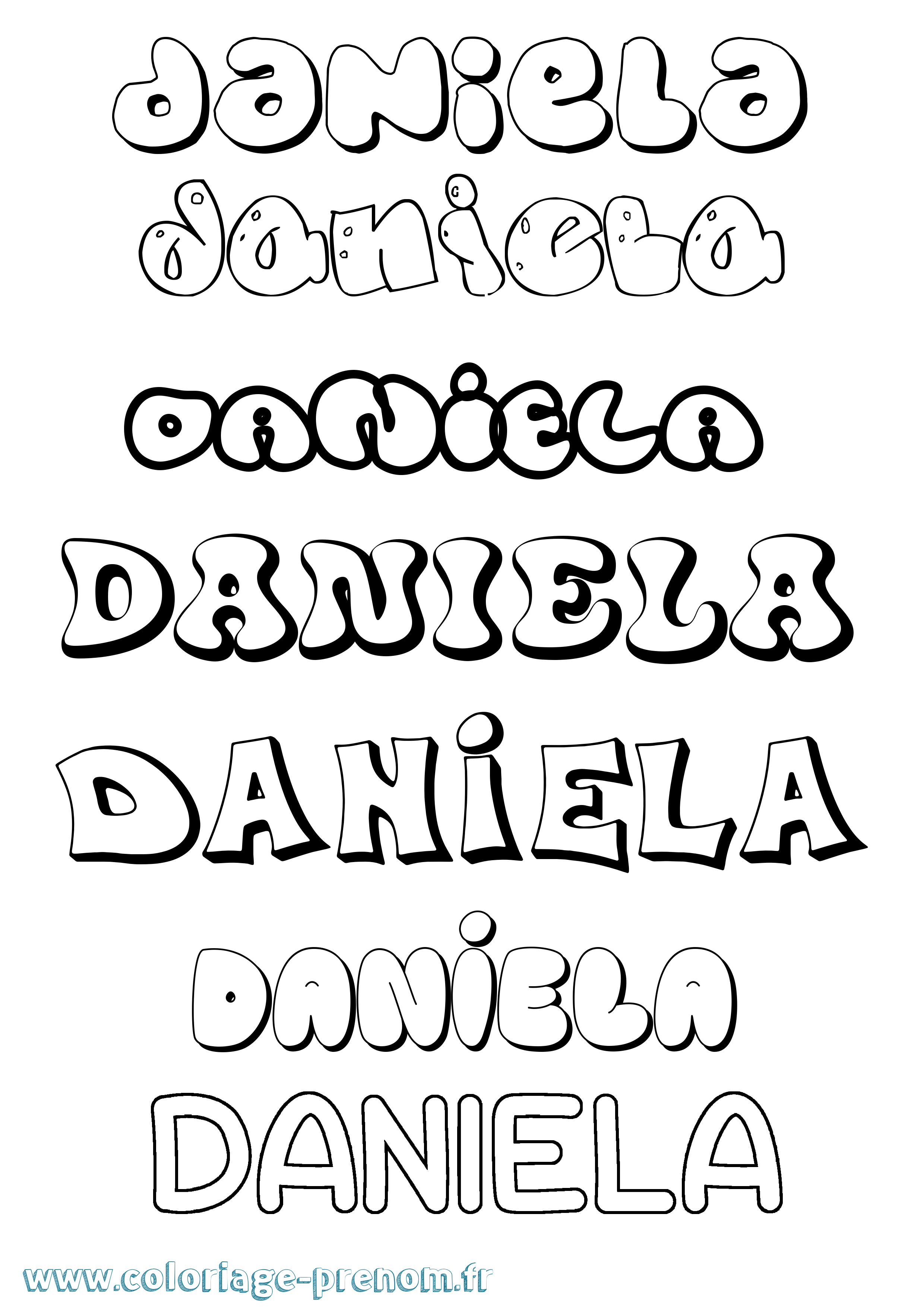 Coloriage prénom Daniela Bubble