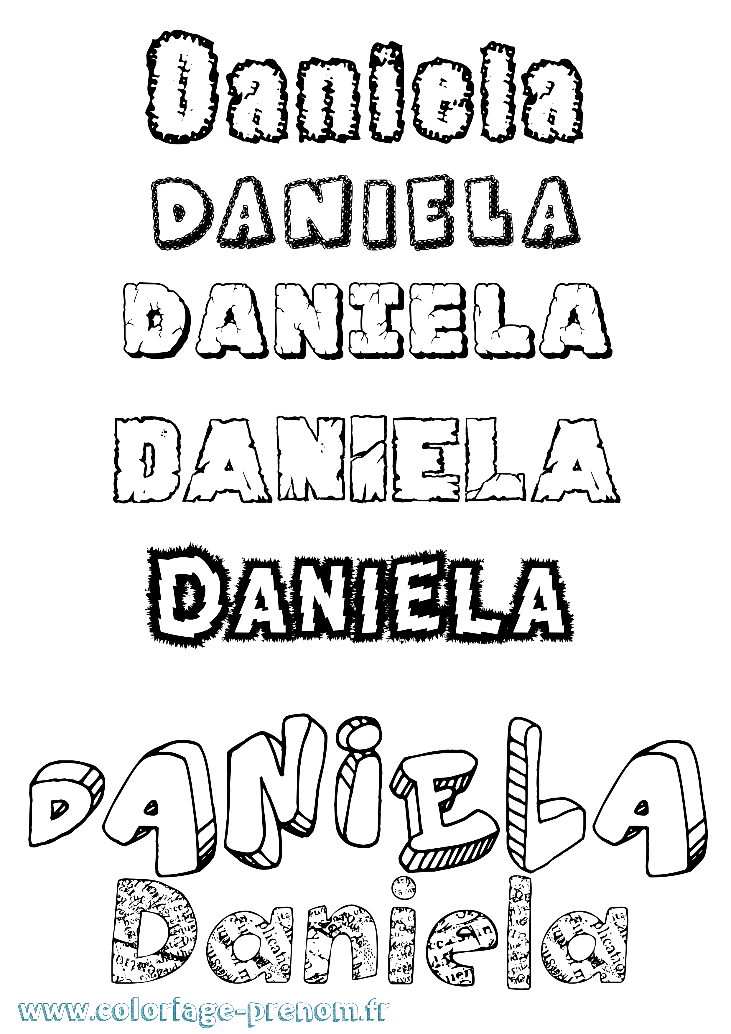 Coloriage prénom Daniela Destructuré
