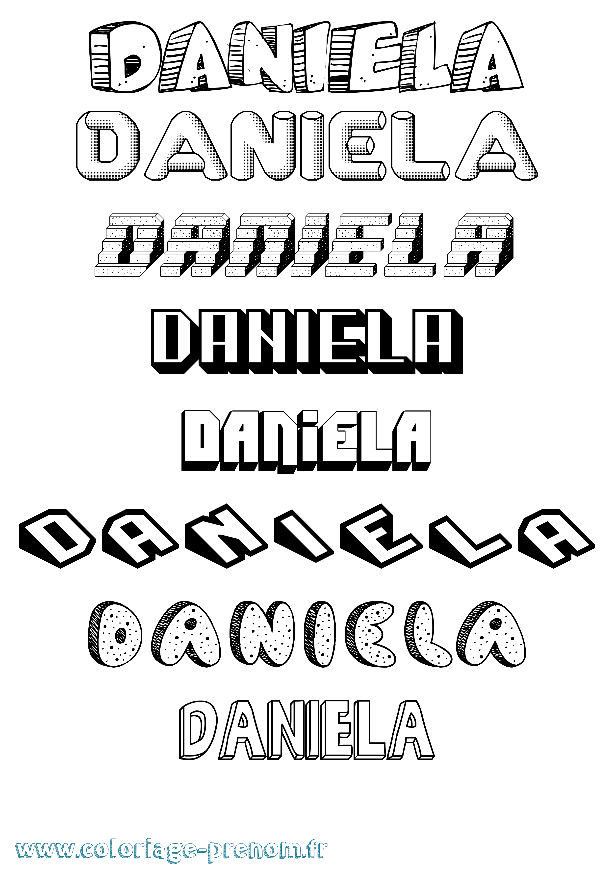 Coloriage prénom Daniela Effet 3D