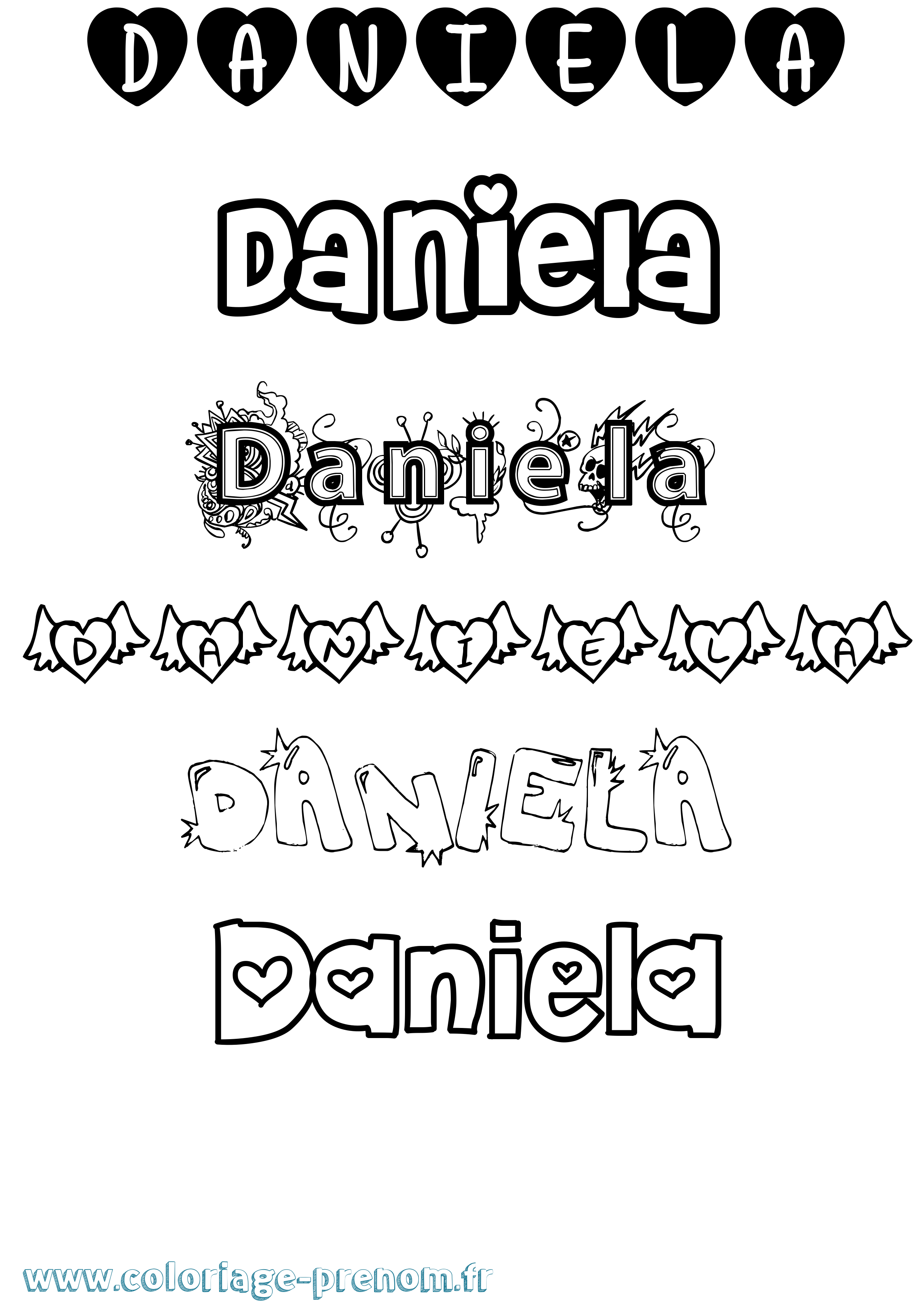 Coloriage prénom Daniela Girly