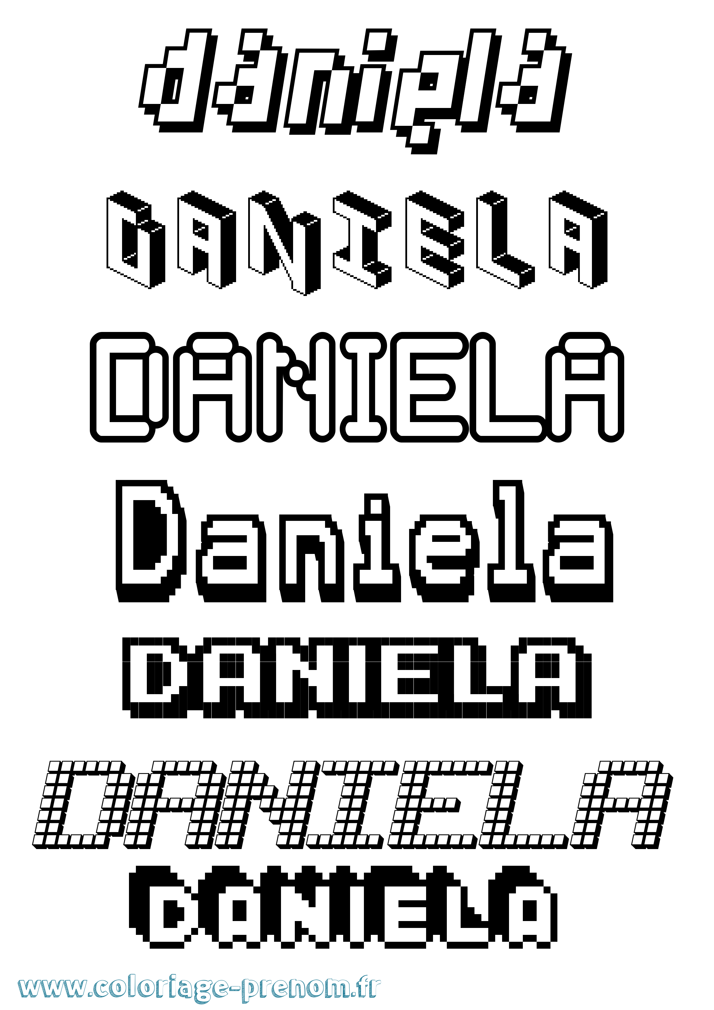 Coloriage prénom Daniela Pixel