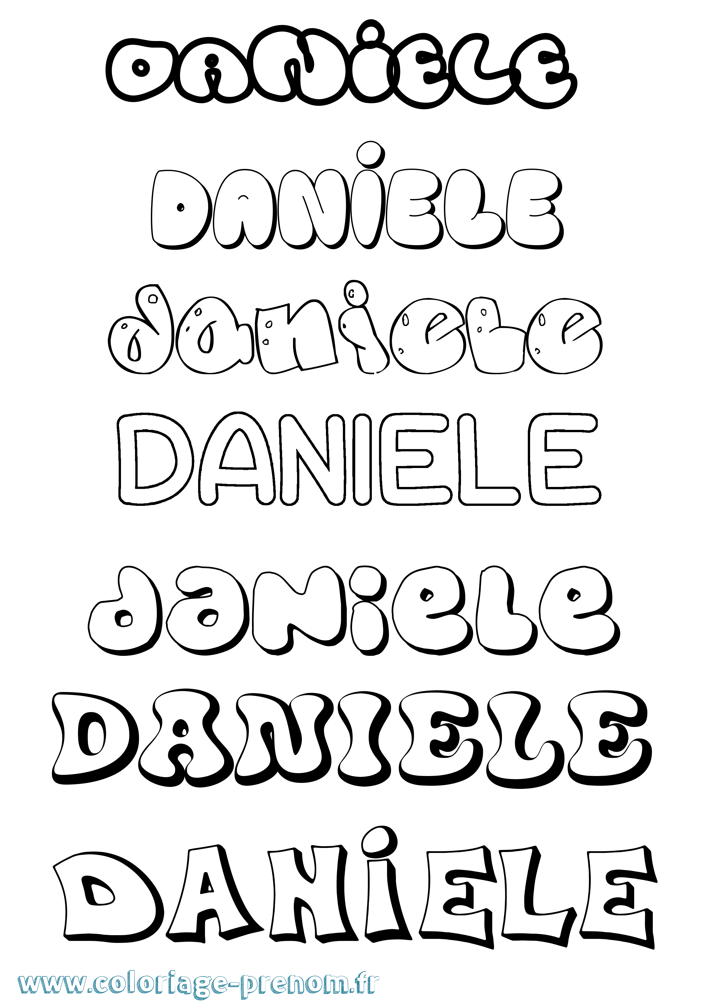 Coloriage prénom Daniele Bubble