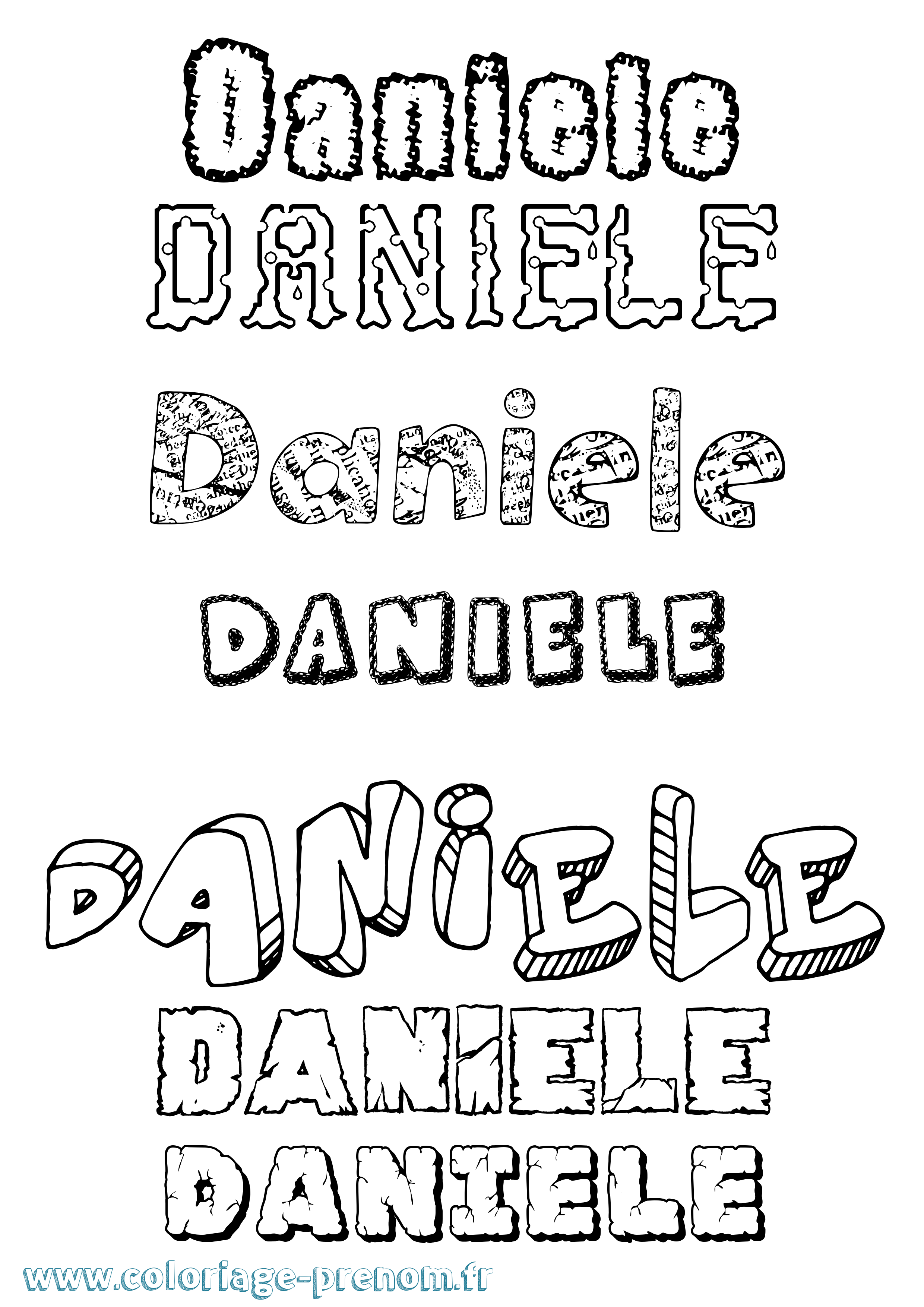 Coloriage prénom Daniele Destructuré