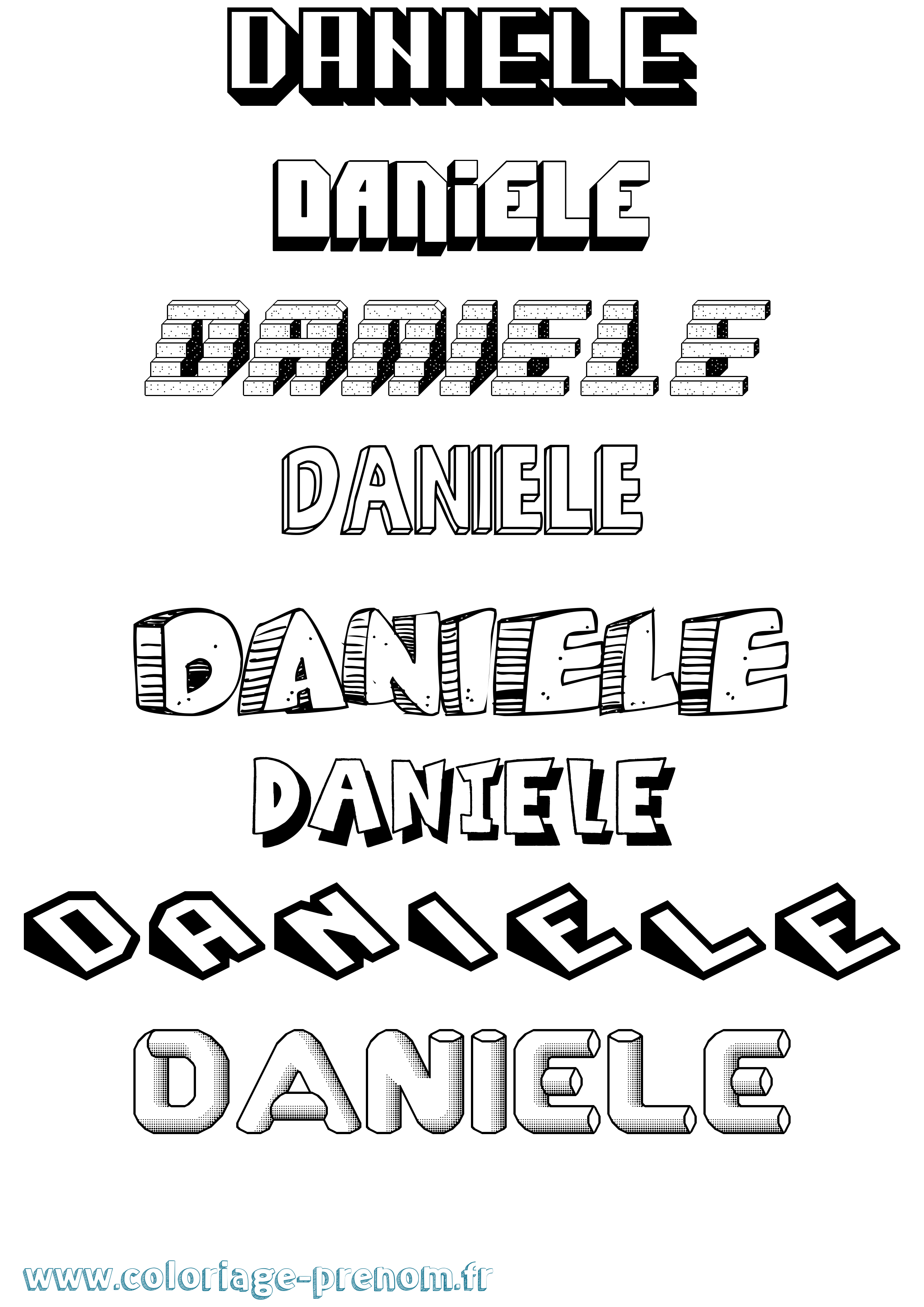 Coloriage Daniele Effet 3D Coloriage prénom Daniele Effet 3D