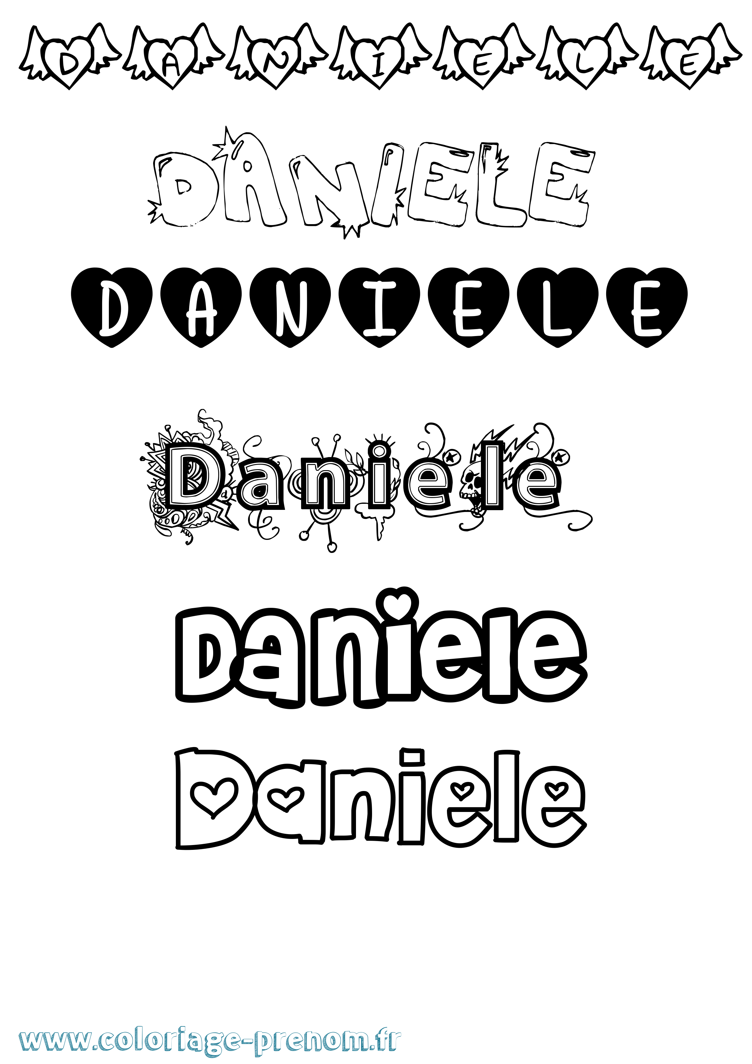 Coloriage Daniele Girly Coloriage prénom Daniele Girly