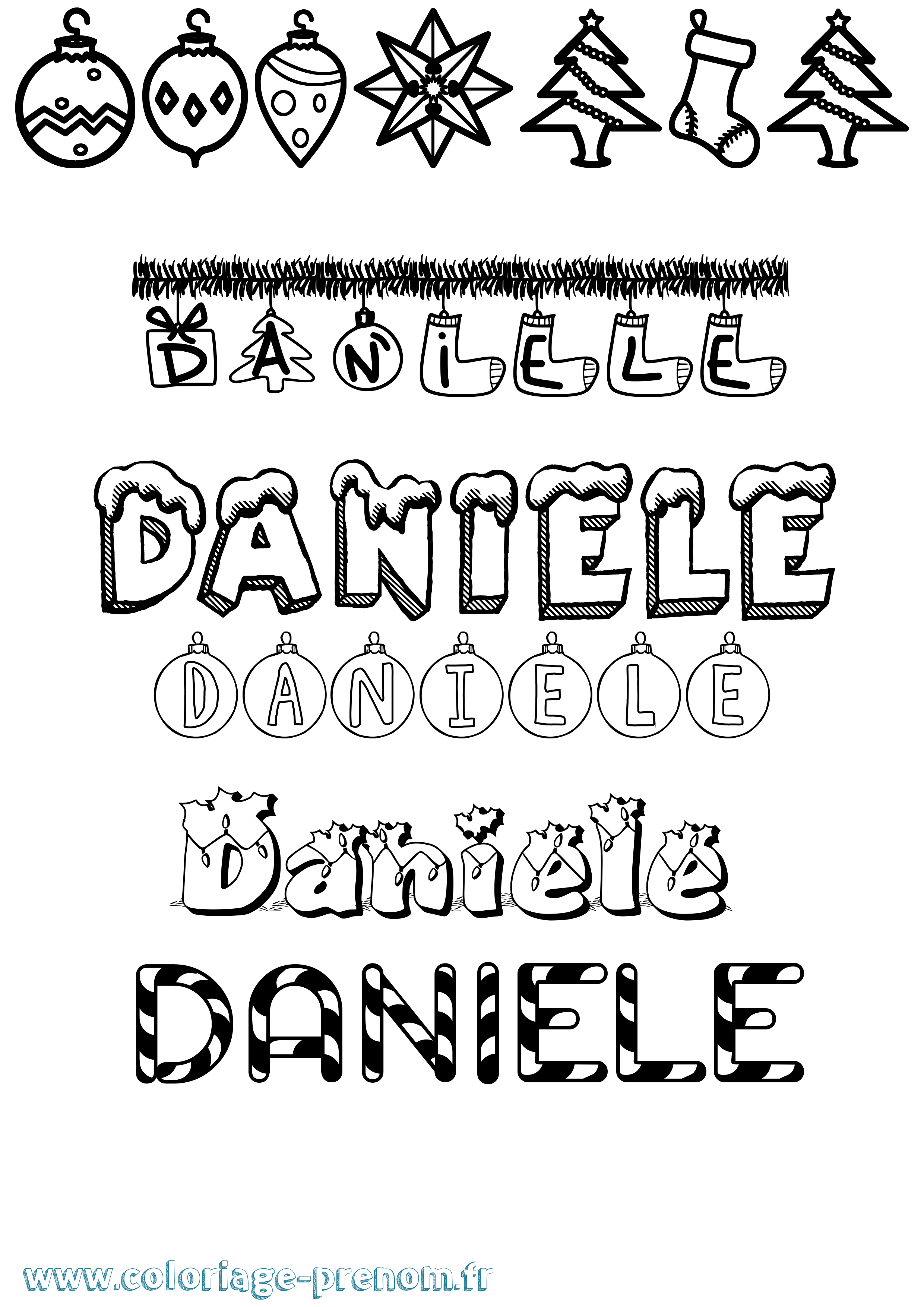 Coloriage Daniele Noël Coloriage prénom Daniele Noël