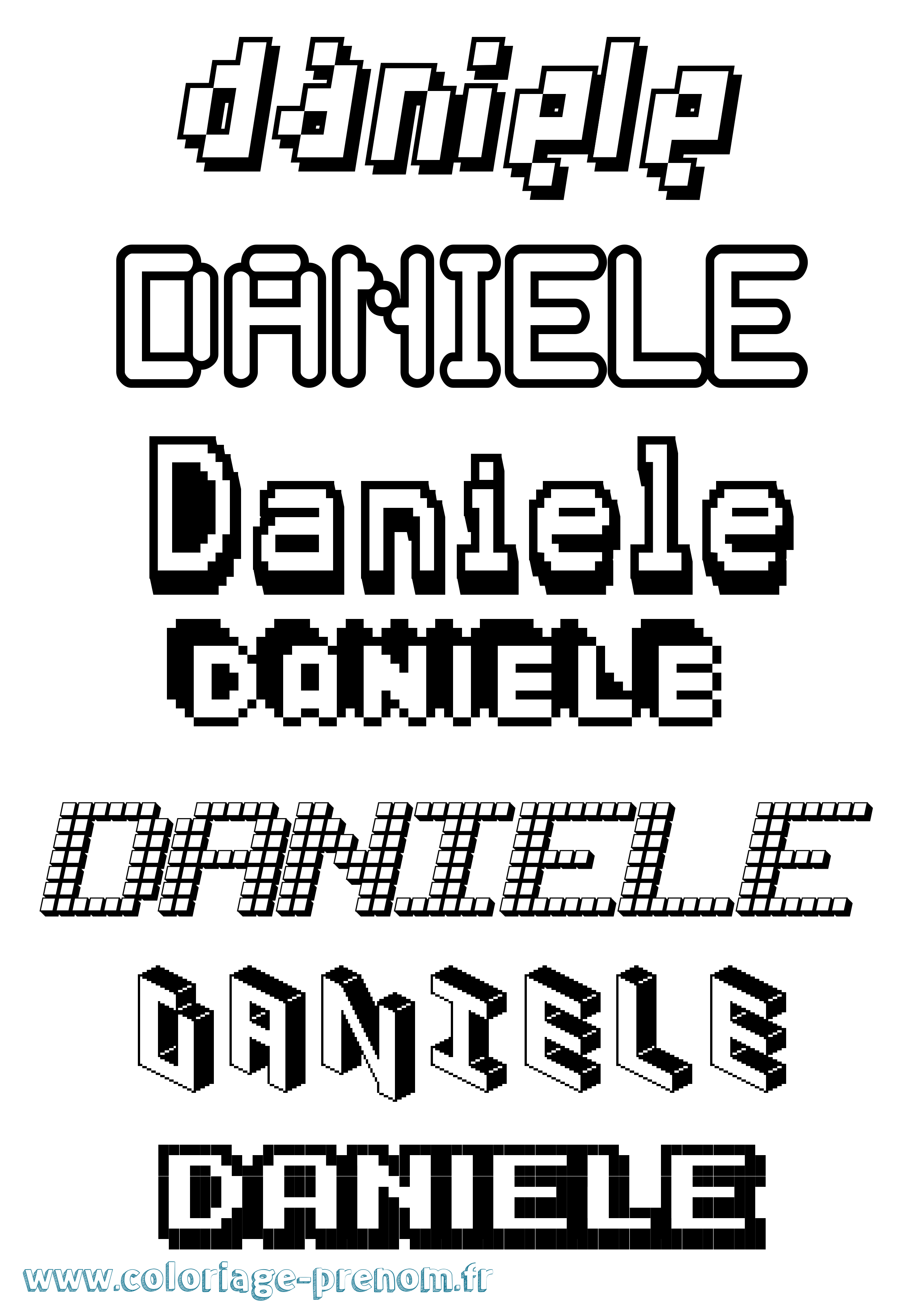 Coloriage prénom Daniele Pixel