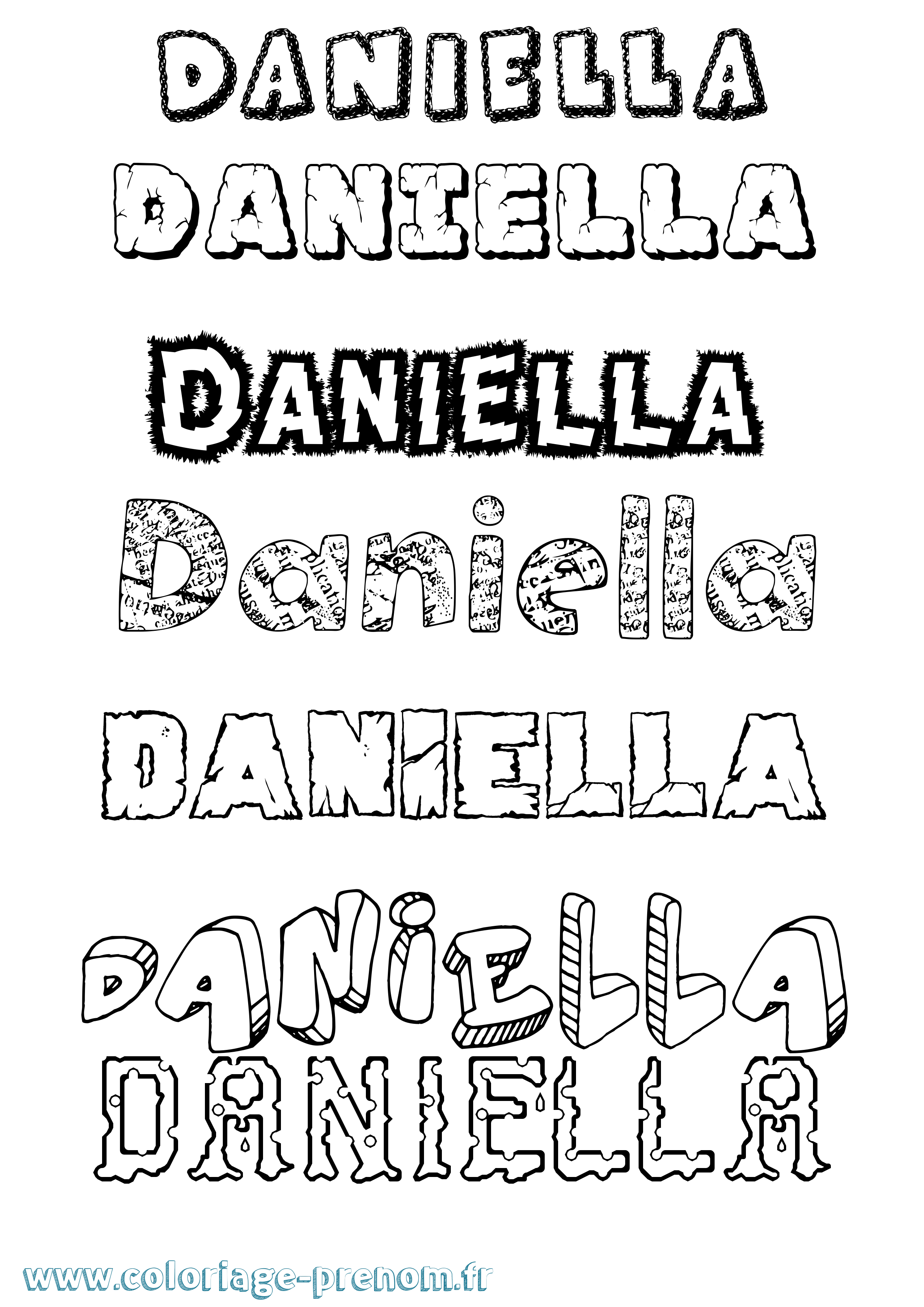 Coloriage prénom Daniella Destructuré