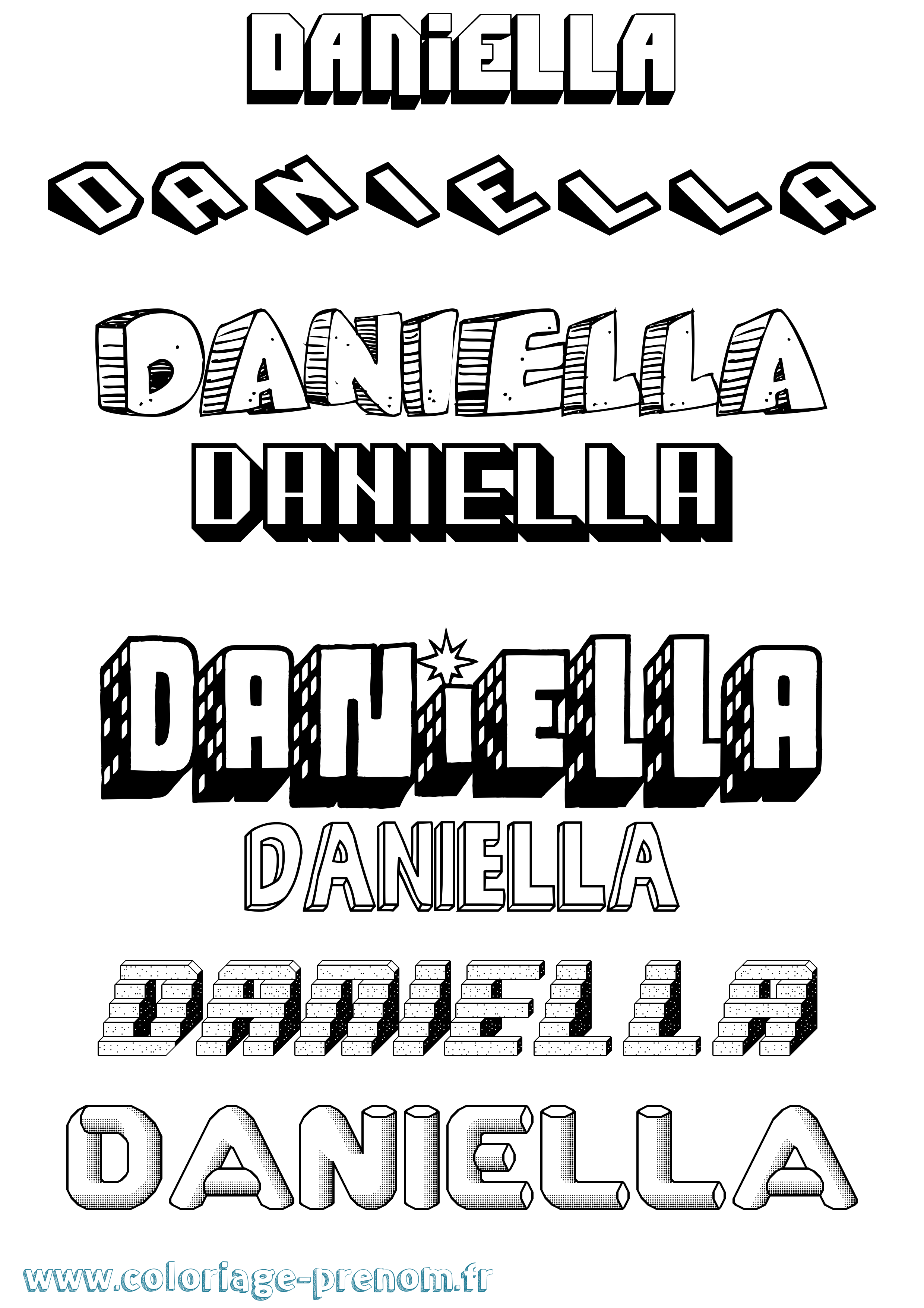 Coloriage prénom Daniella Effet 3D