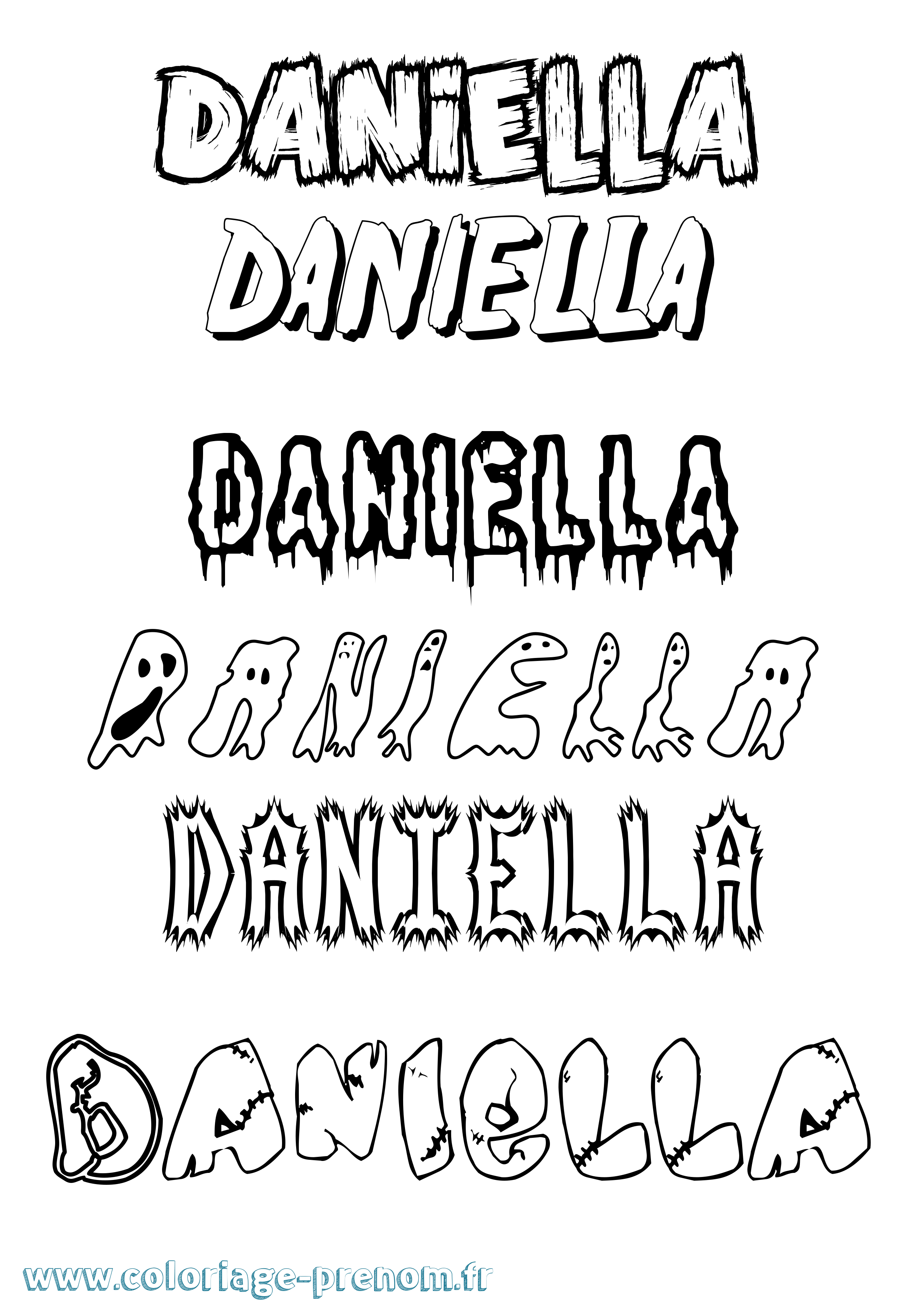 Coloriage prénom Daniella Frisson
