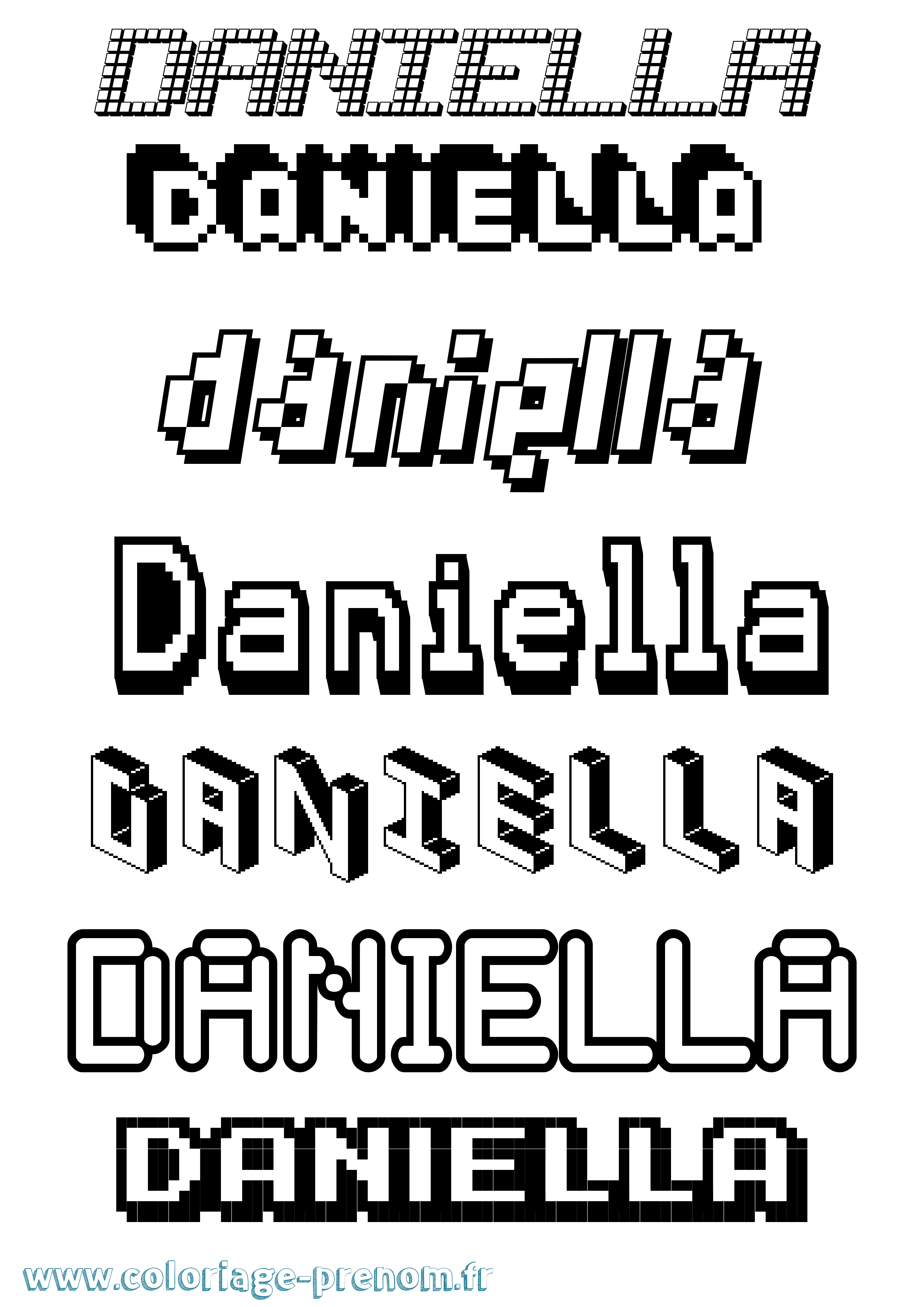 Coloriage prénom Daniella Pixel
