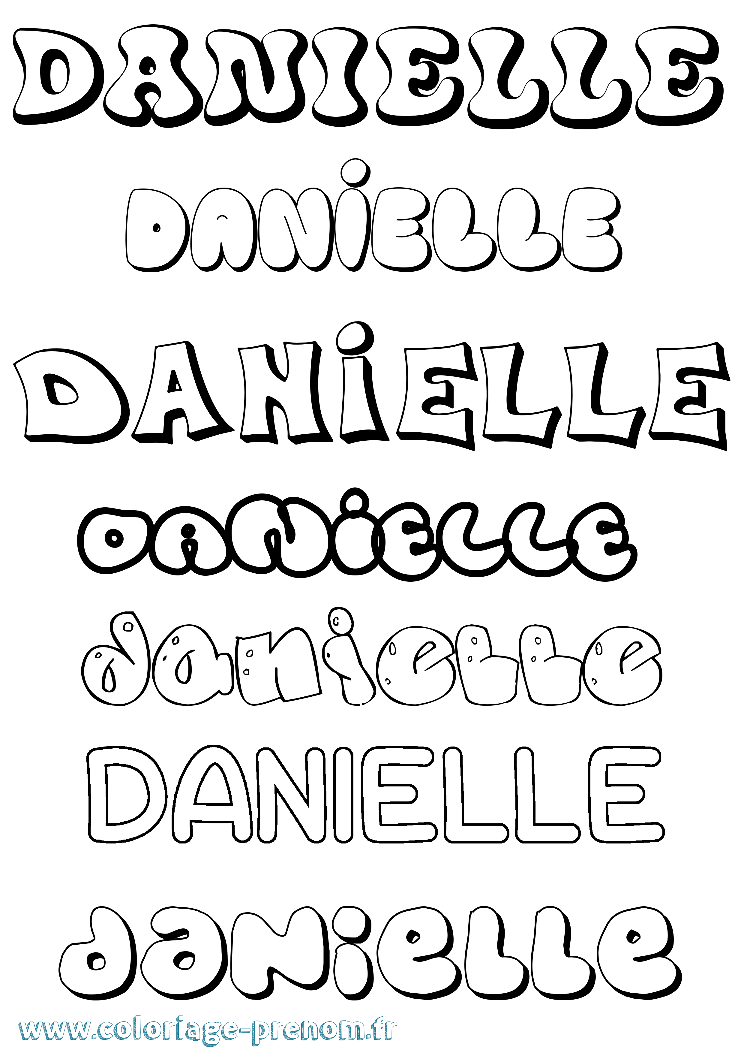Coloriage prénom Danielle Bubble