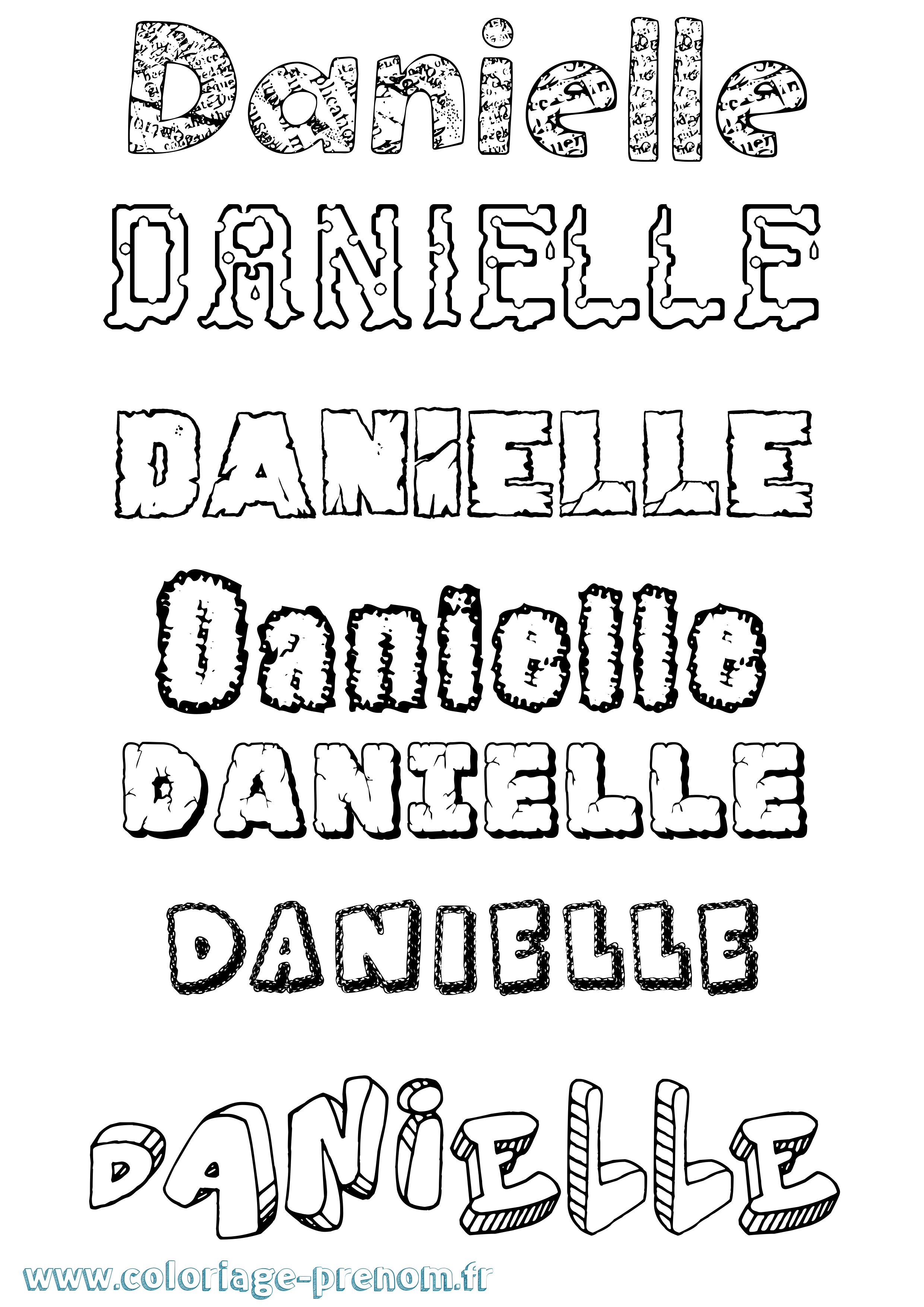 Coloriage prénom Danielle Destructuré