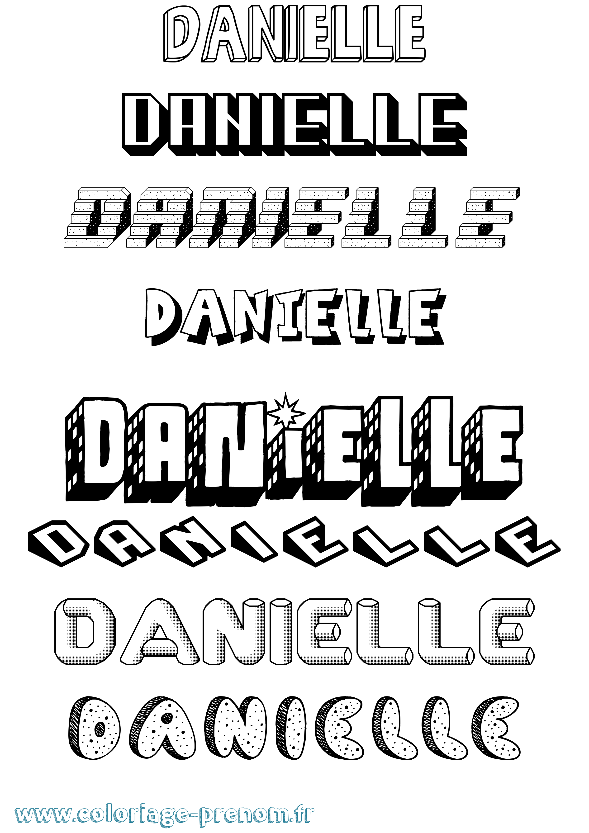 Coloriage prénom Danielle Effet 3D