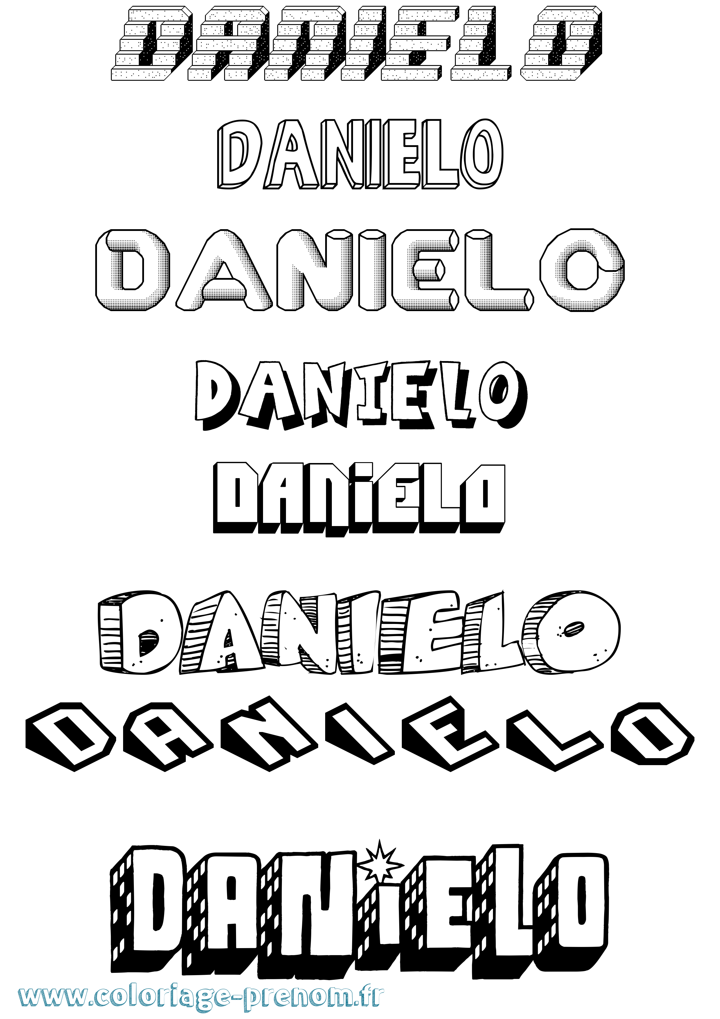 Coloriage prénom Danielo Effet 3D