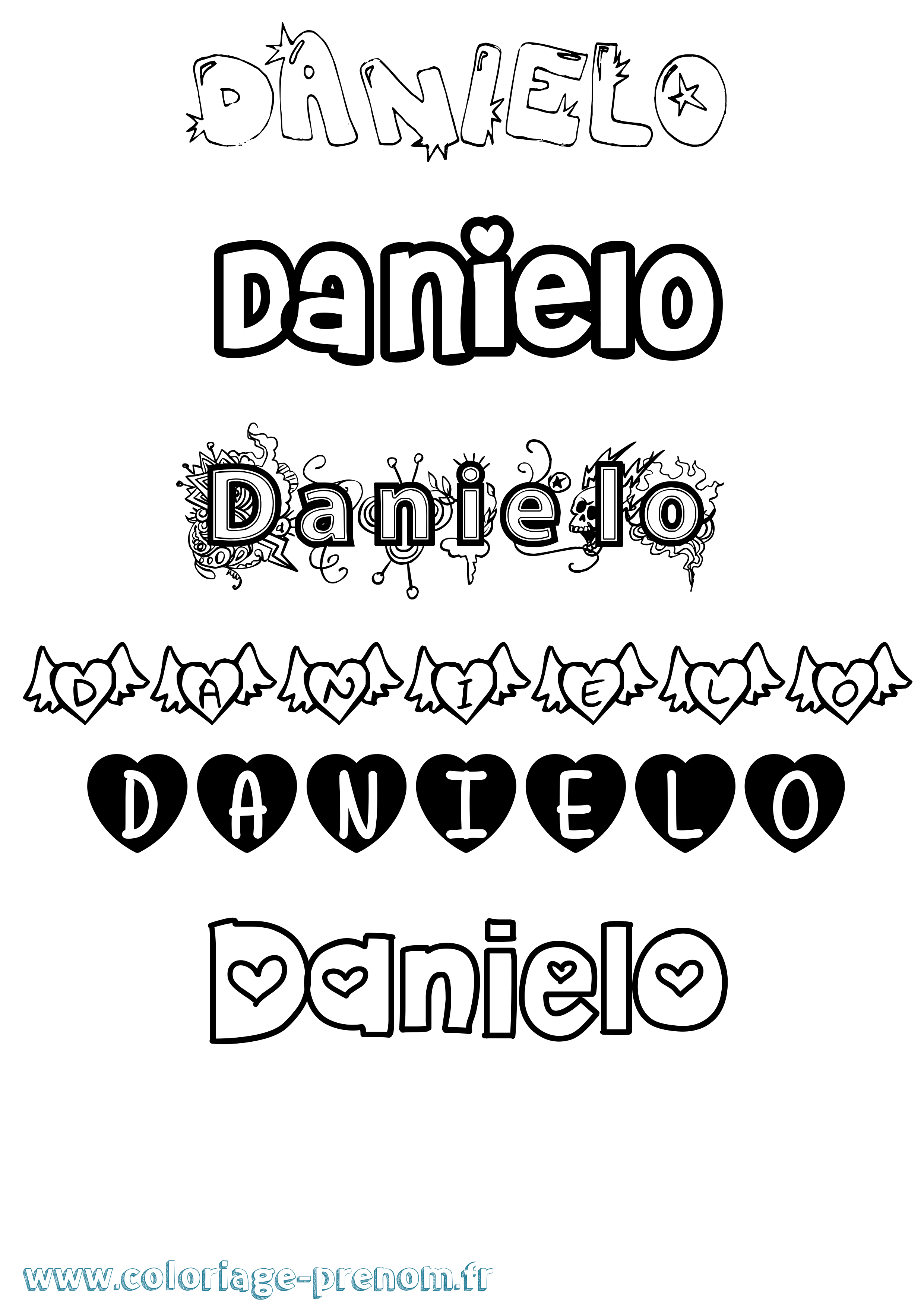Coloriage prénom Danielo Girly