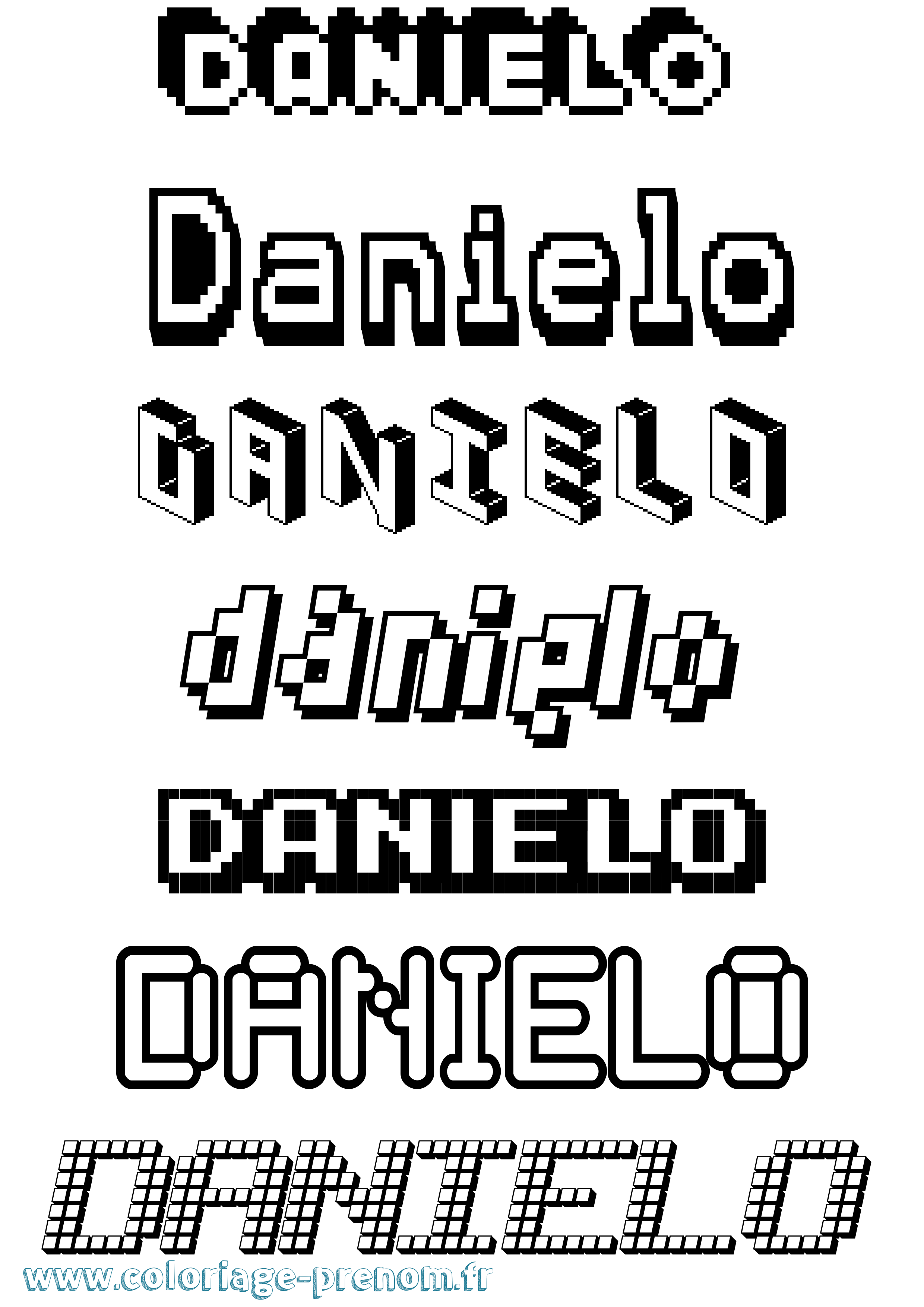 Coloriage prénom Danielo Pixel