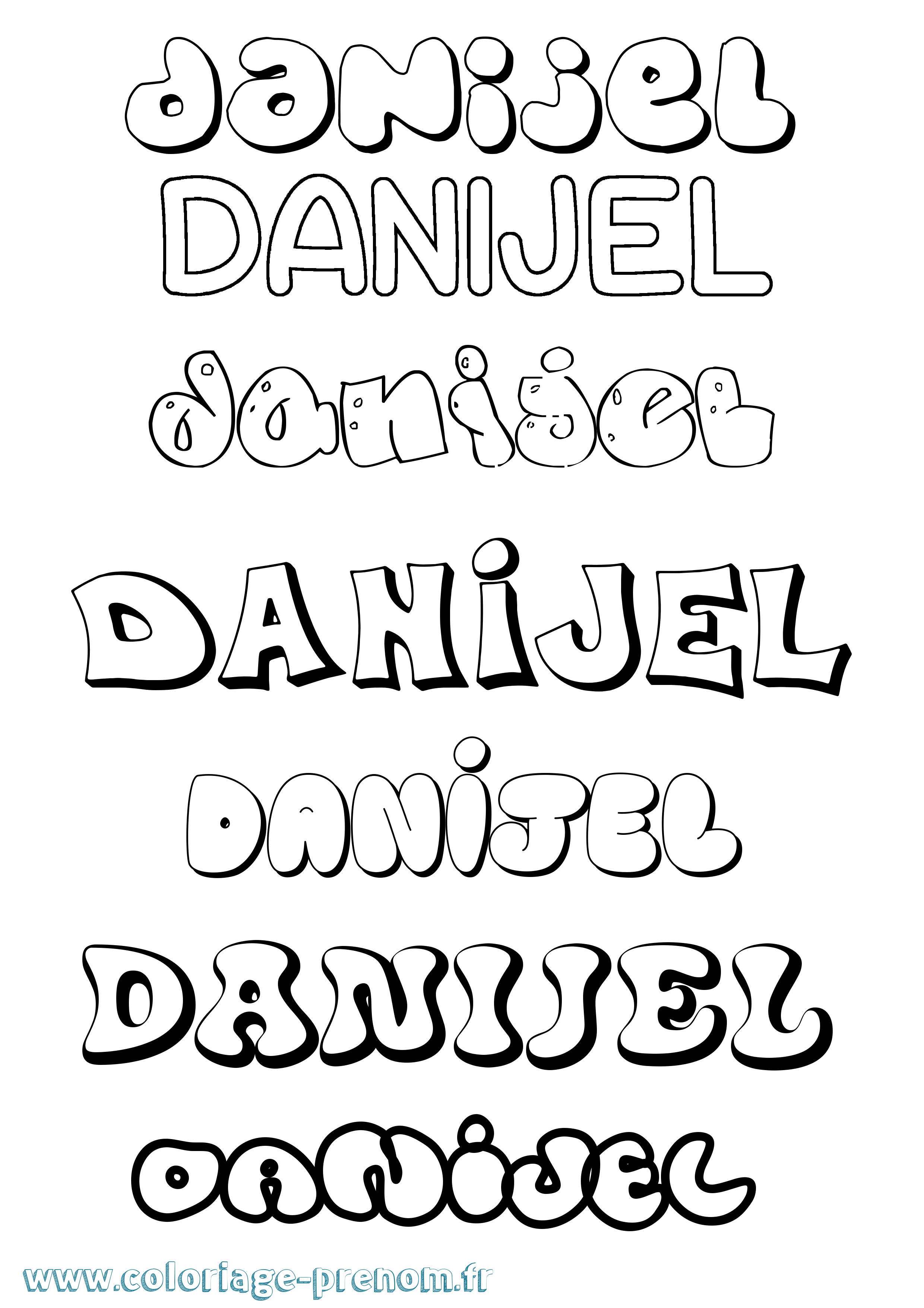 Coloriage prénom Danijel Bubble