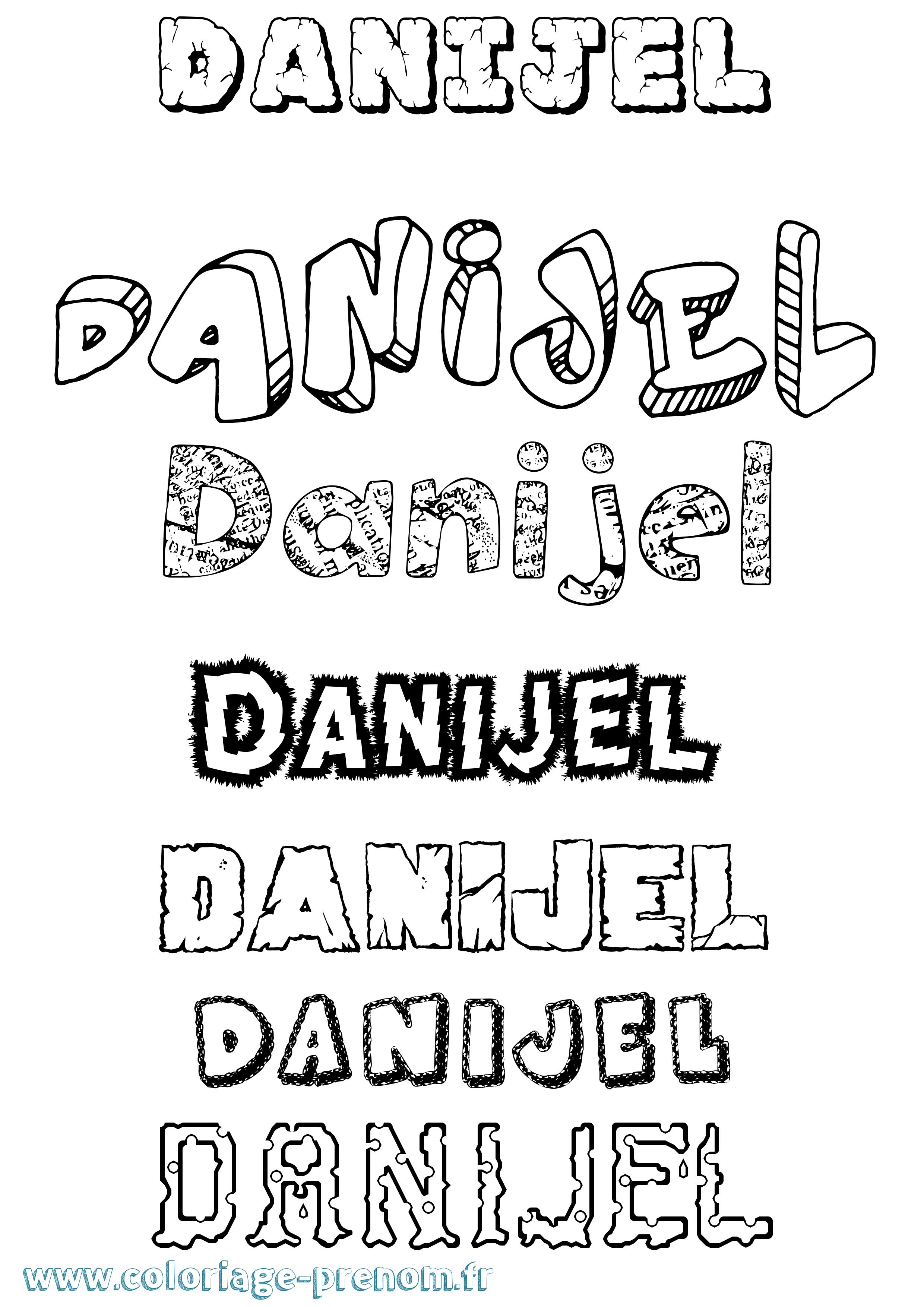 Coloriage prénom Danijel Destructuré