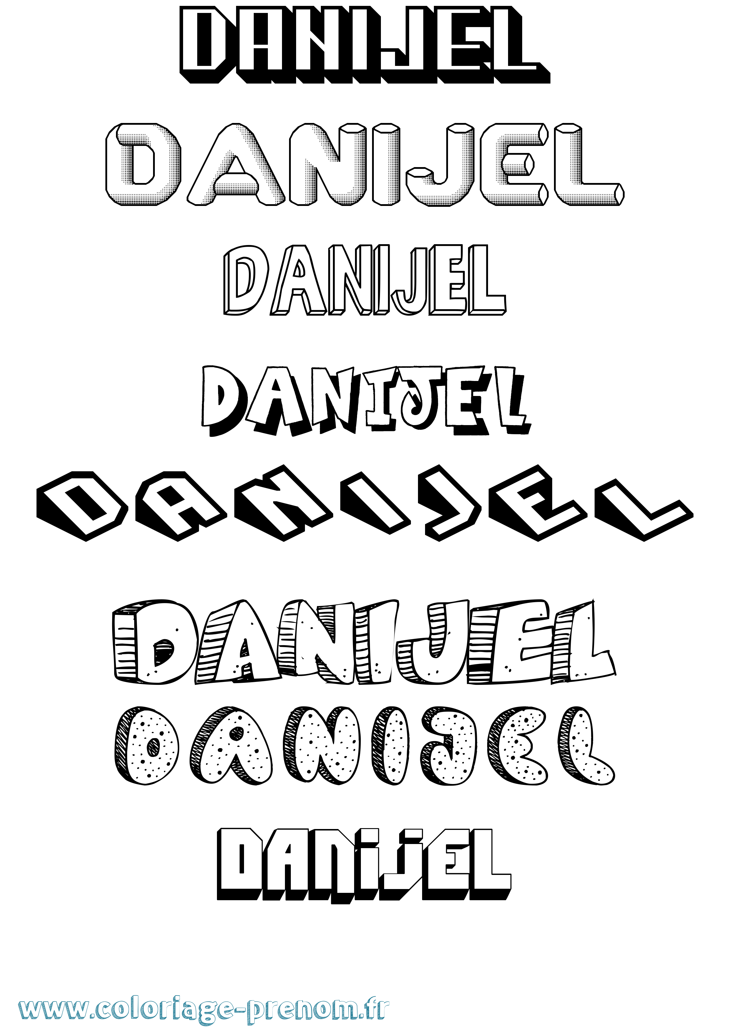 Coloriage prénom Danijel Effet 3D