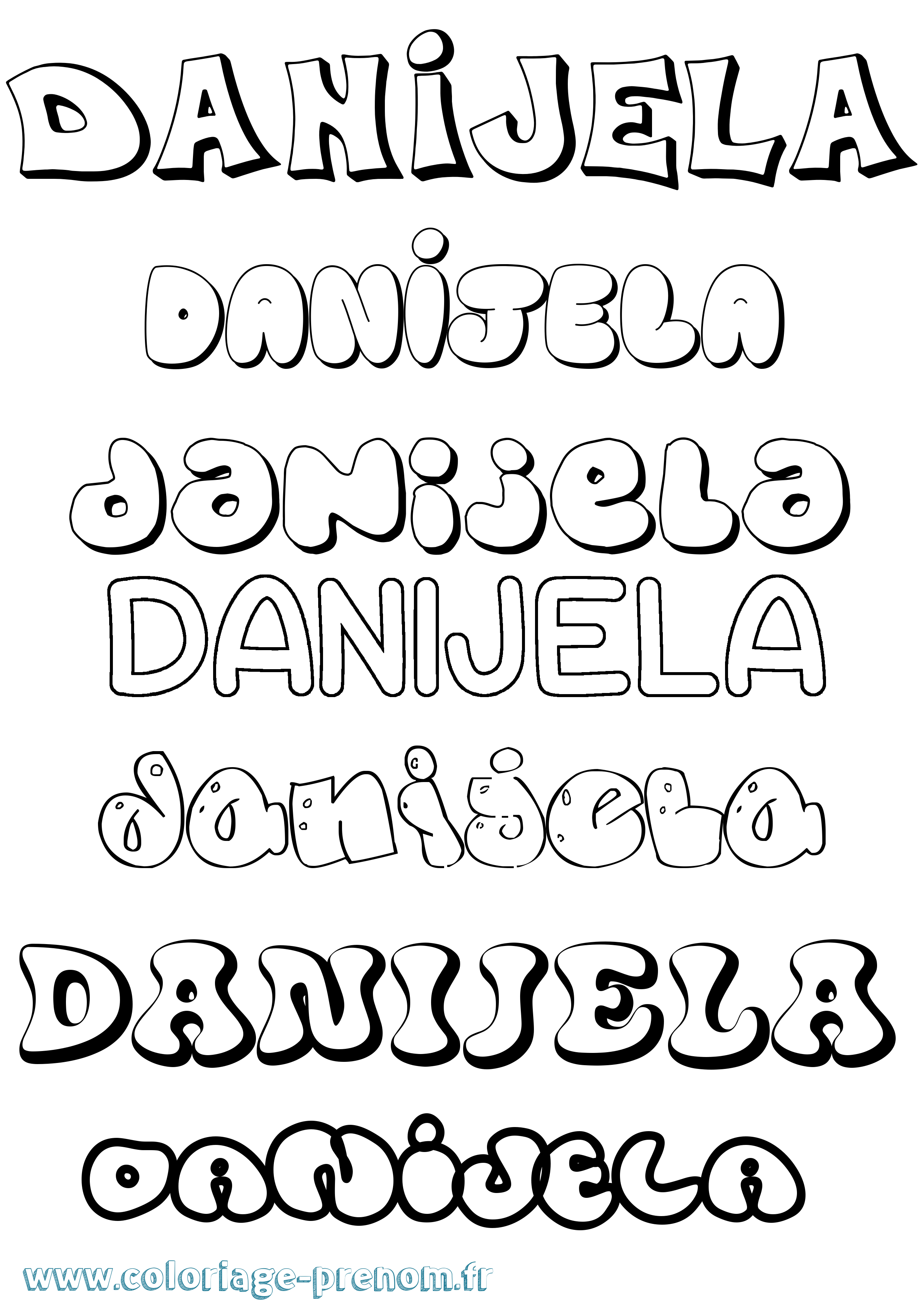 Coloriage prénom Danijela Bubble