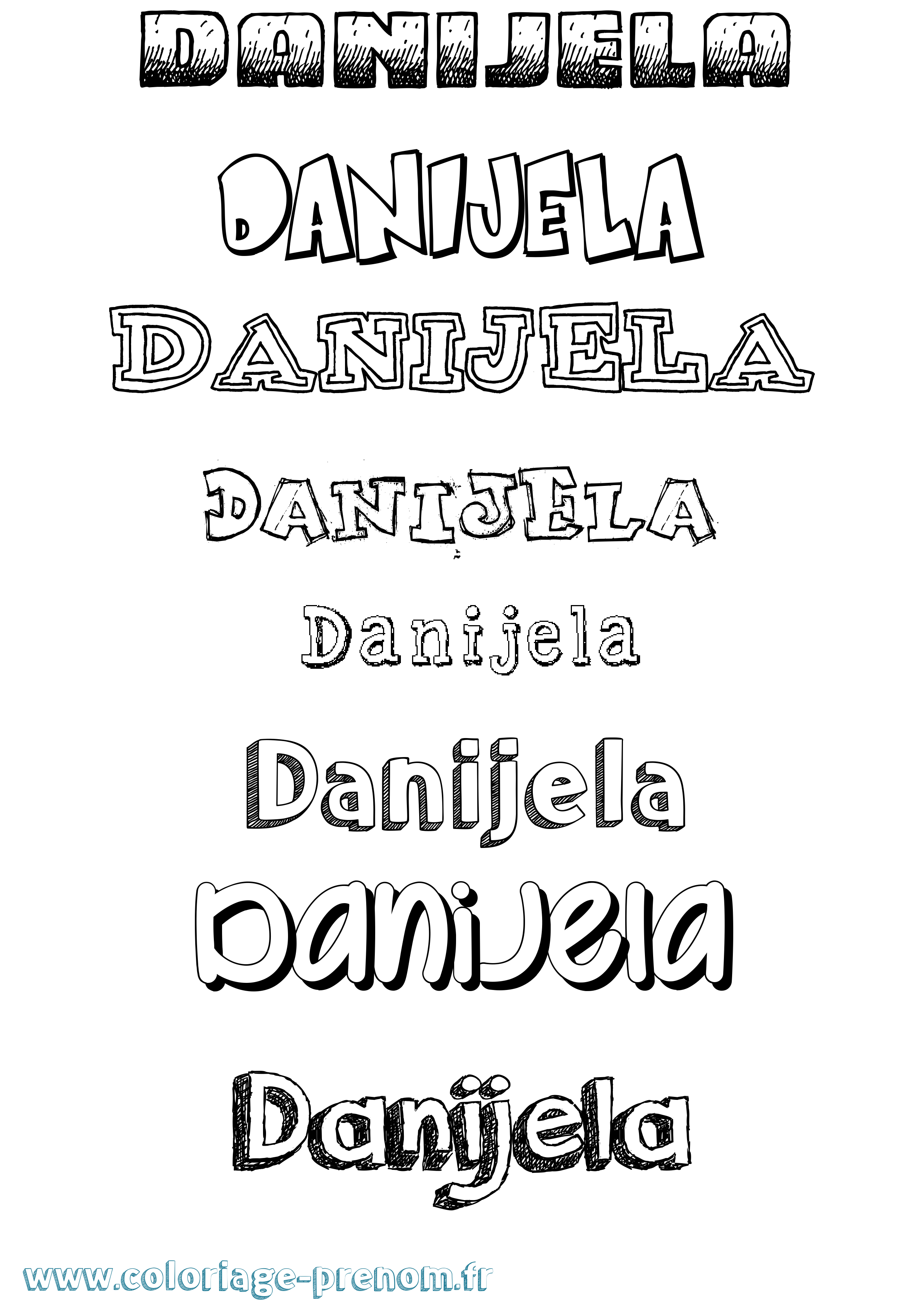 Coloriage prénom Danijela Dessiné