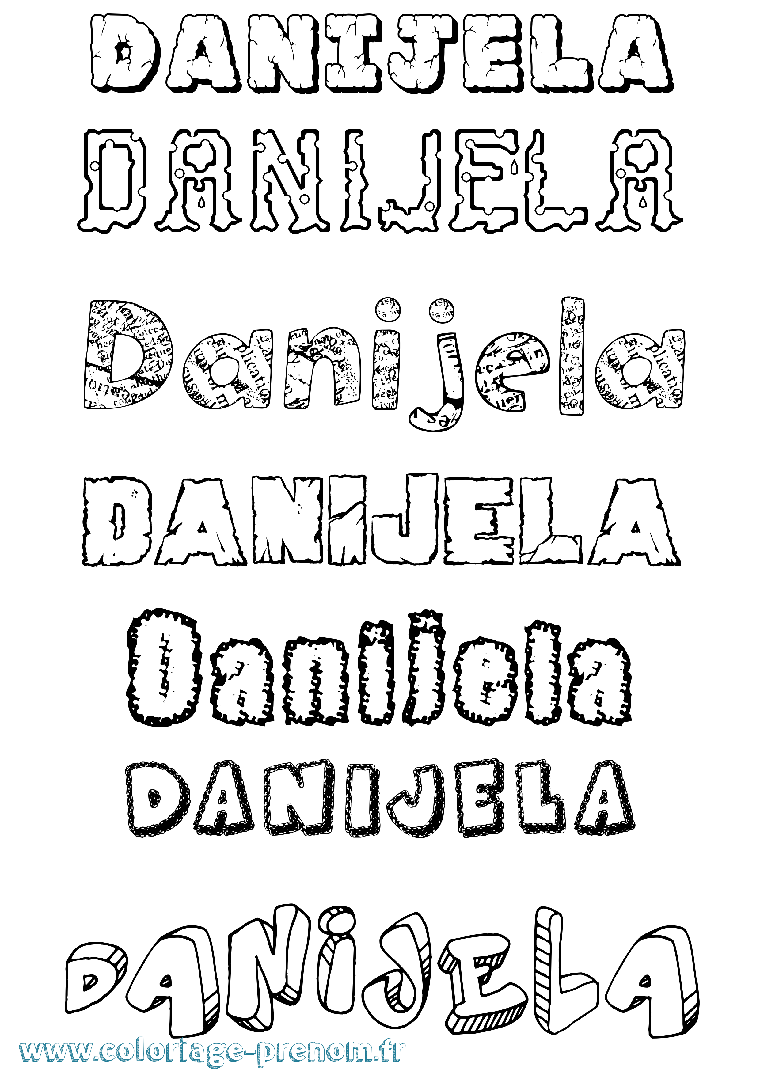Coloriage prénom Danijela Destructuré