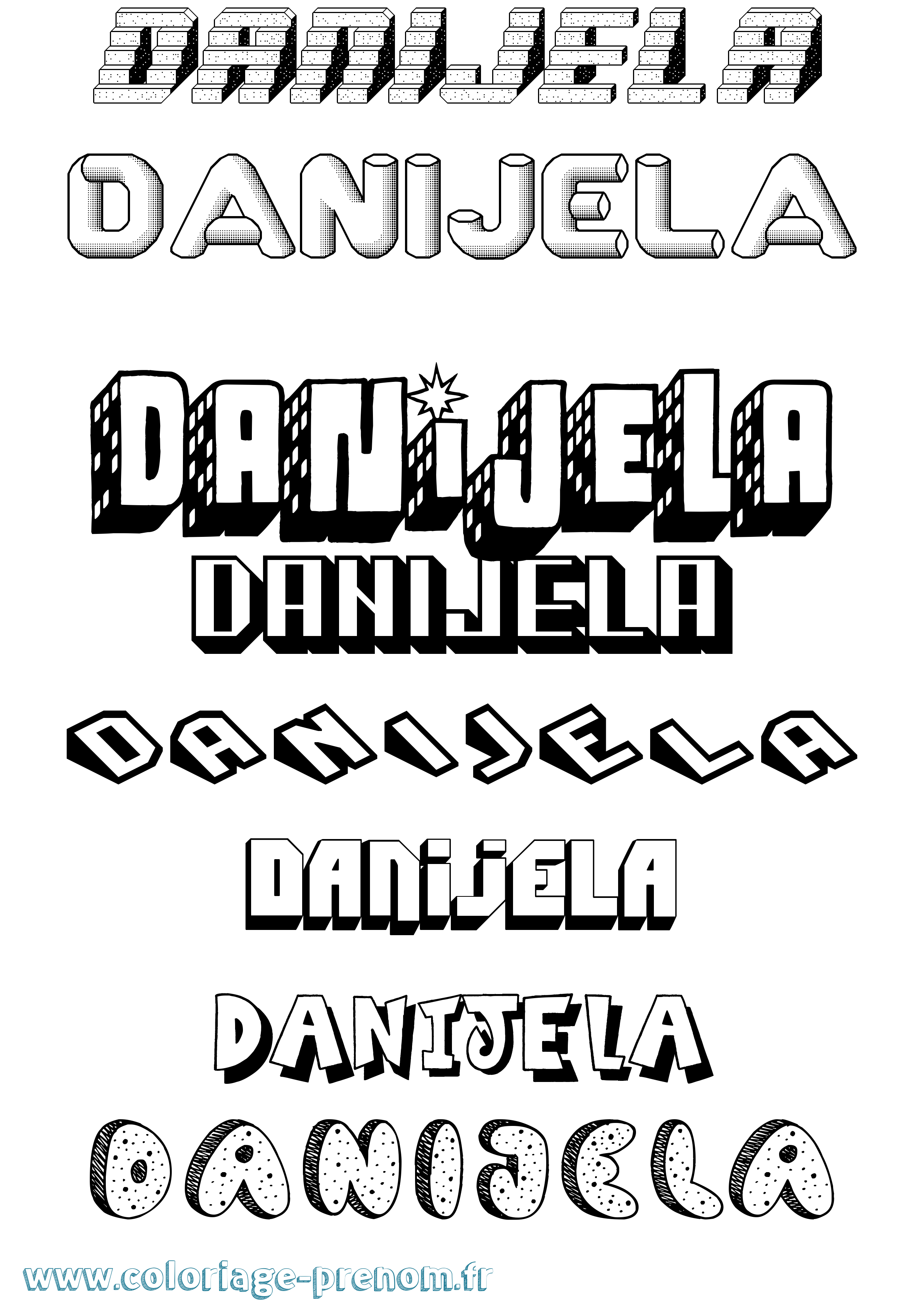 Coloriage prénom Danijela Effet 3D