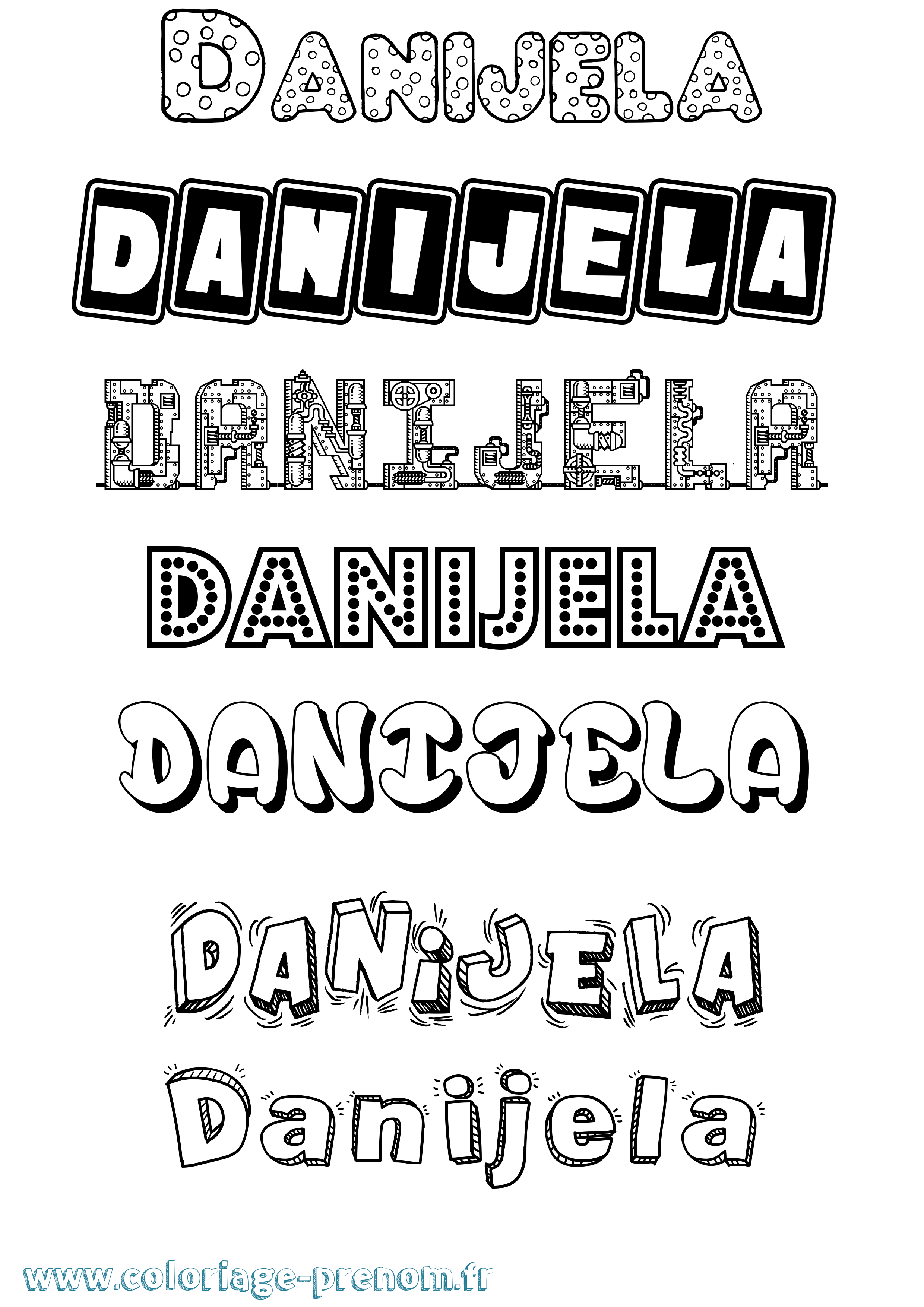 Coloriage prénom Danijela Fun