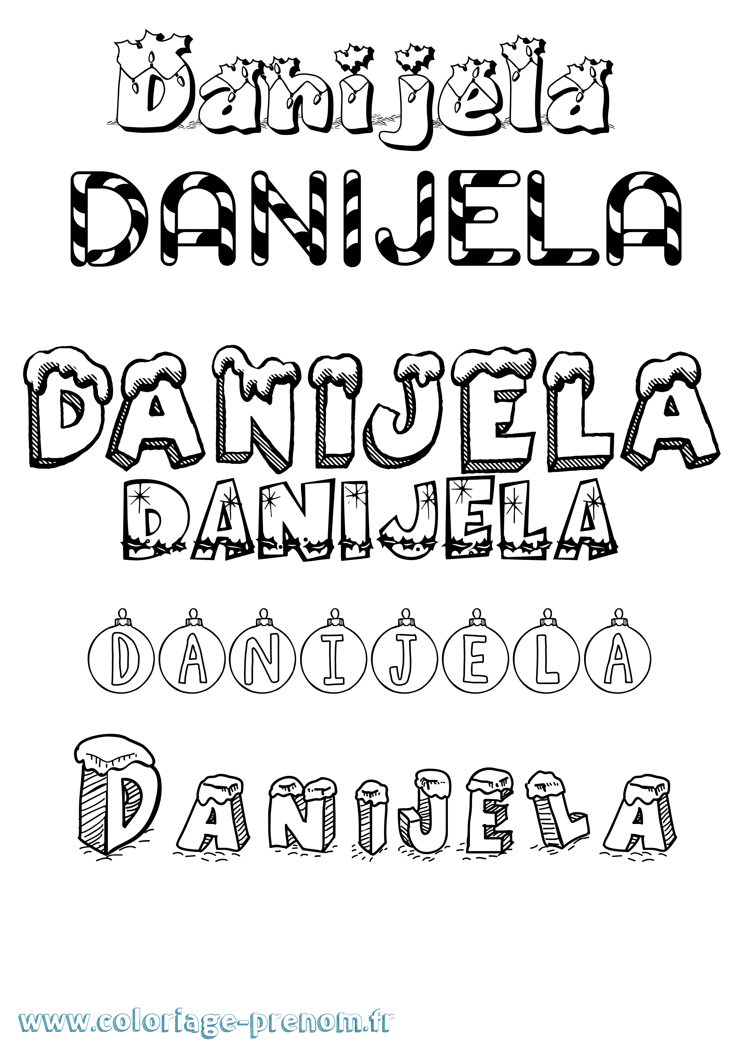Coloriage prénom Danijela Noël