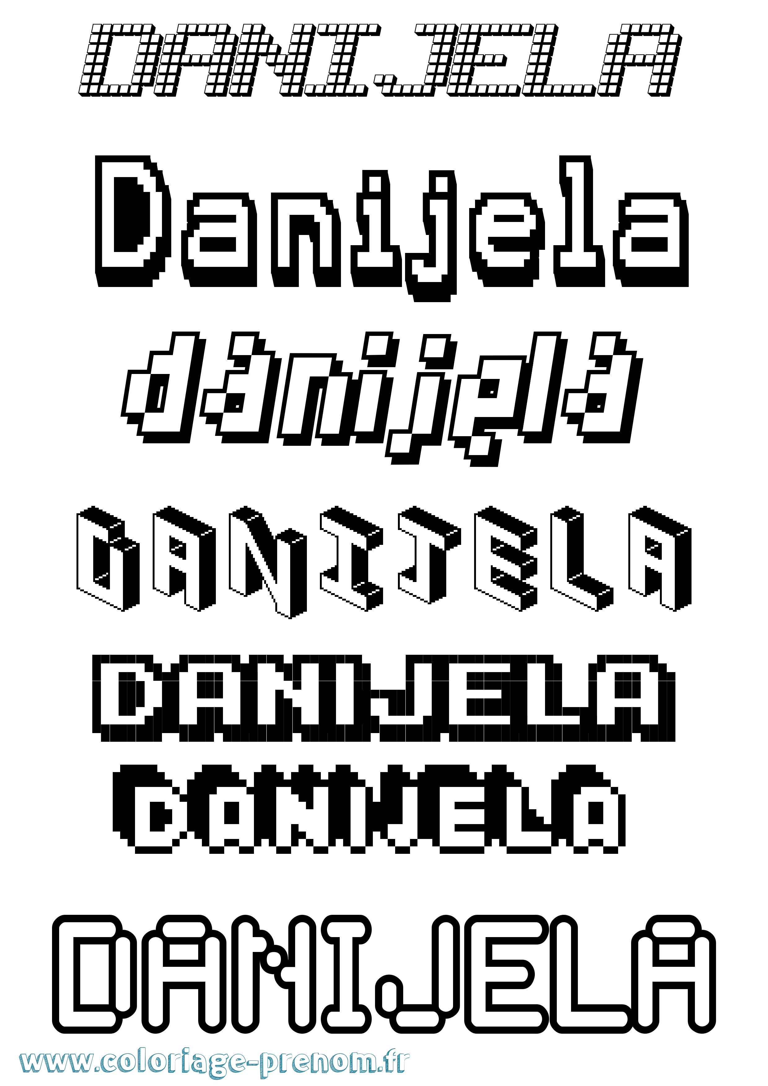 Coloriage prénom Danijela Pixel