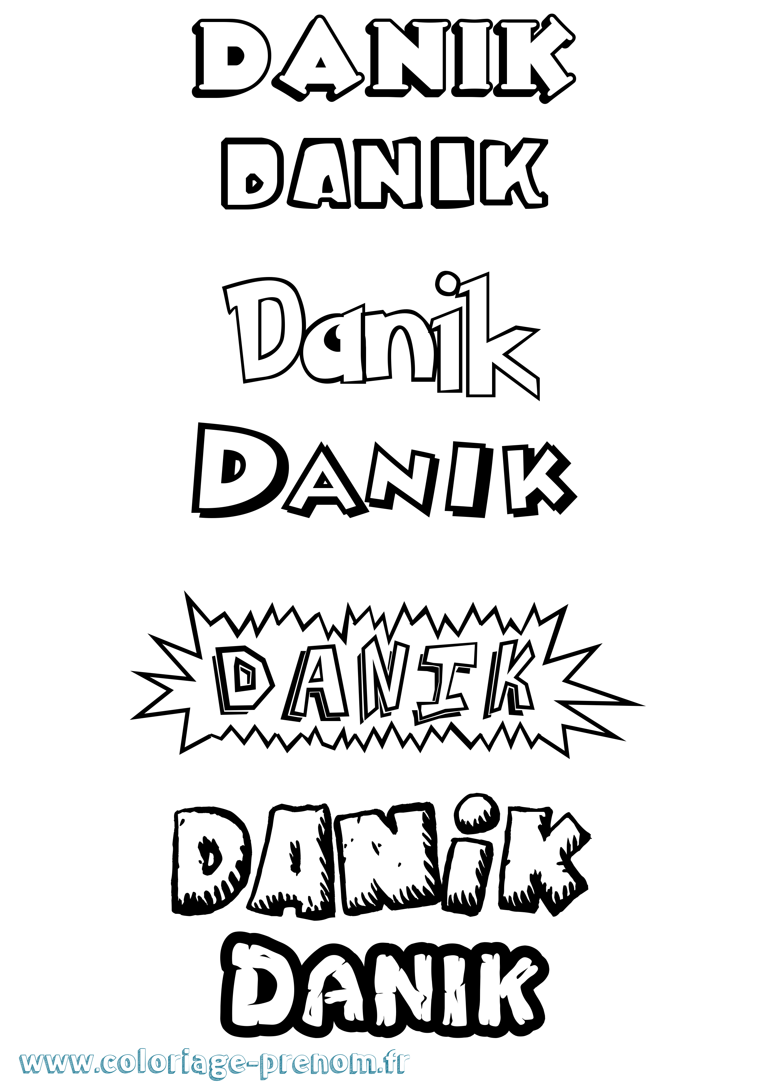 Coloriage Danik Dessin Animé Coloriage prénom Danik Dessin Animé