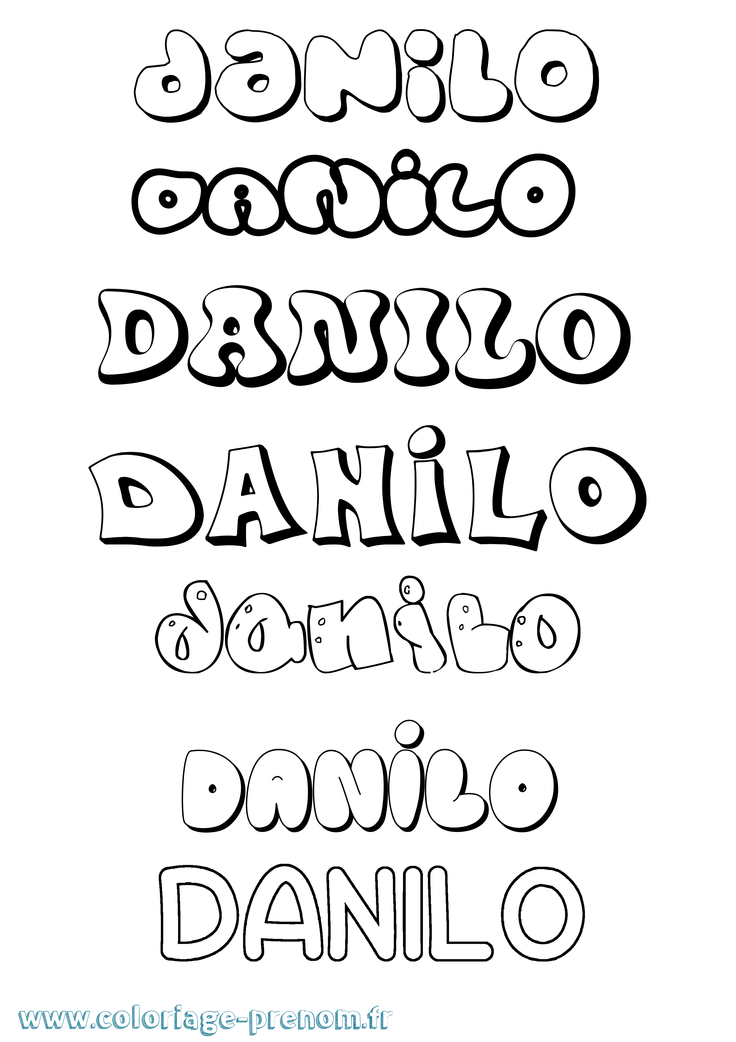 Coloriage Danilo Bubble Coloriage prénom Danilo Bubble