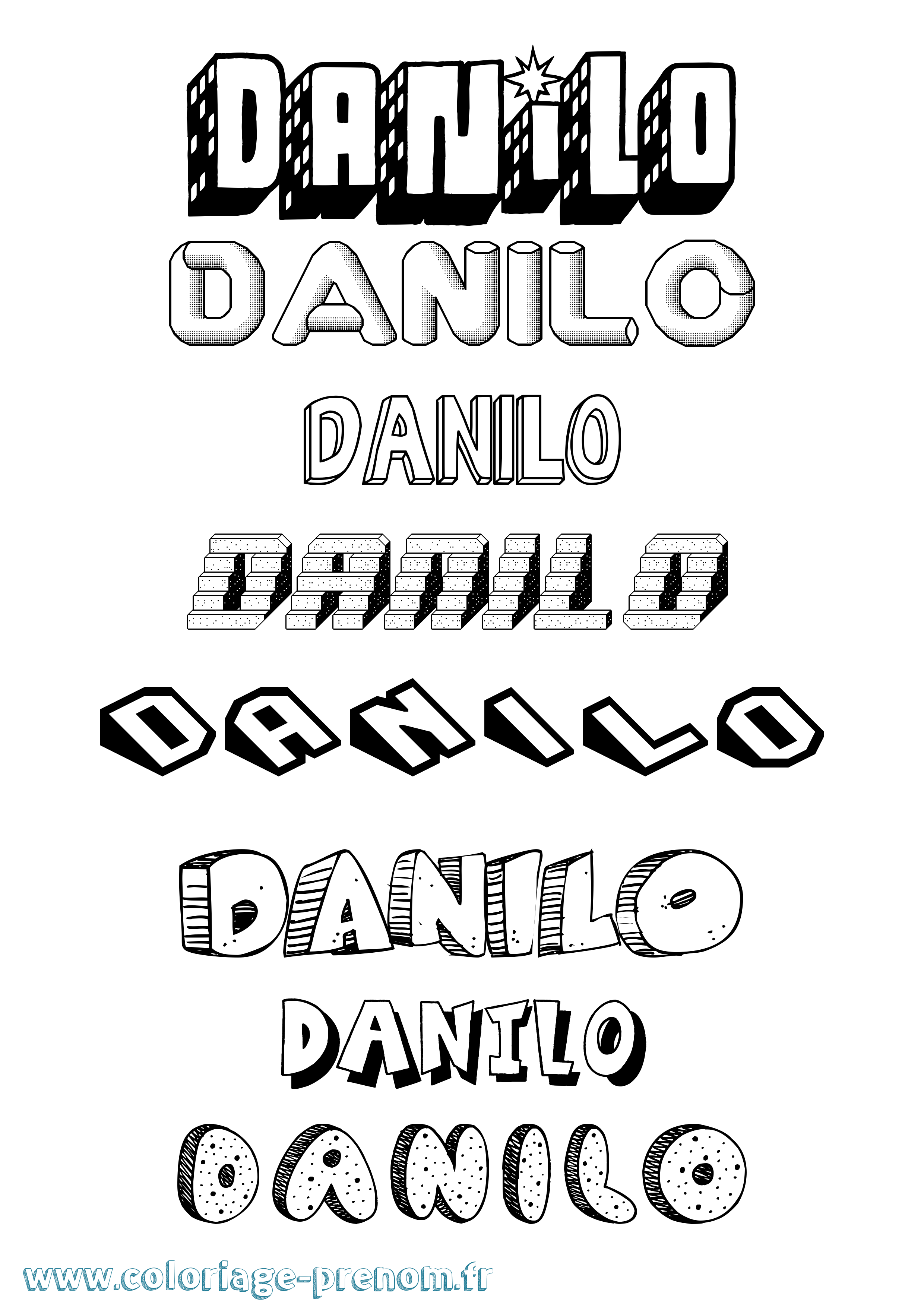 Coloriage Danilo Effet 3D Coloriage prénom Danilo Effet 3D
