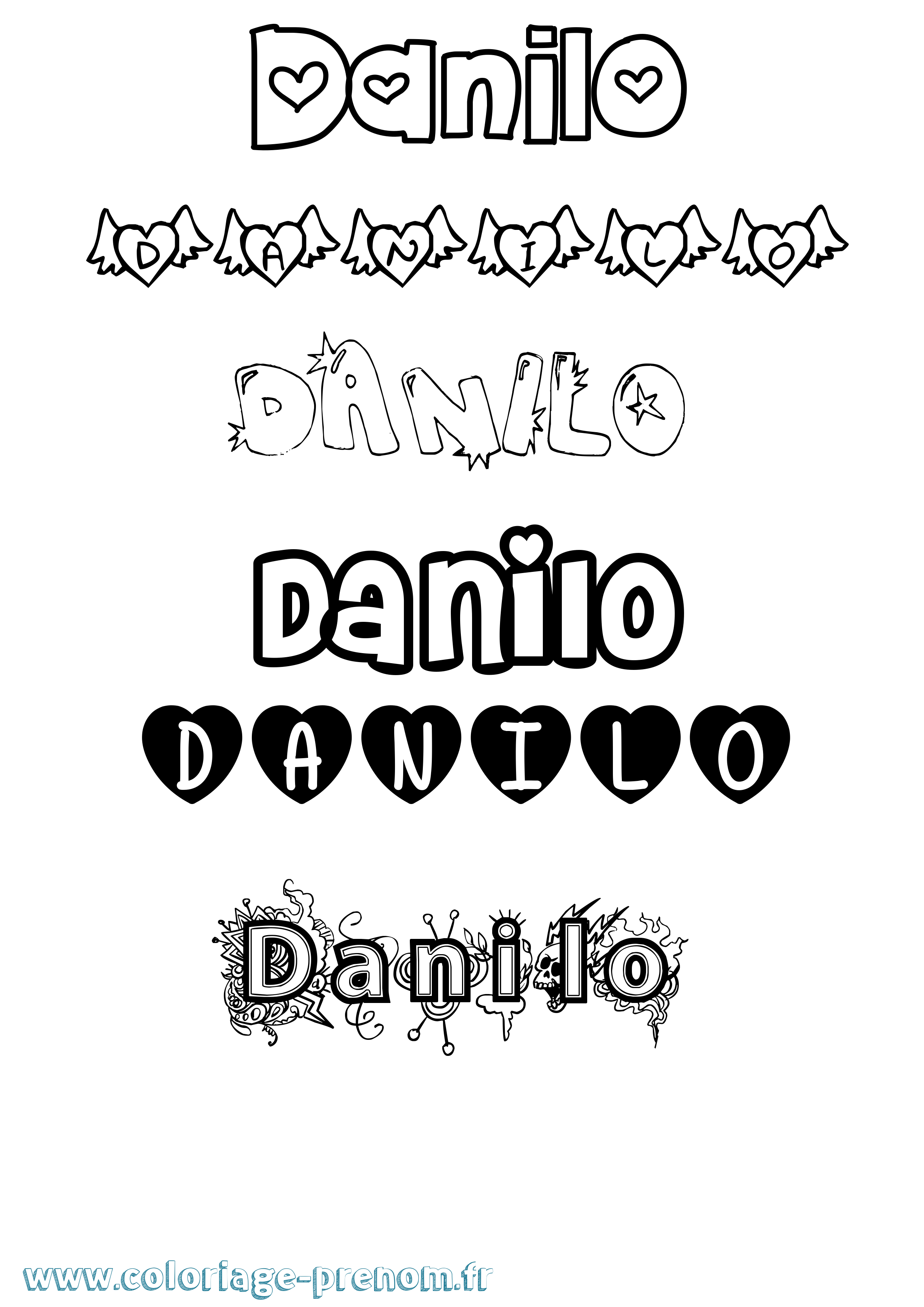 Coloriage Danilo Girly Coloriage prénom Danilo Girly