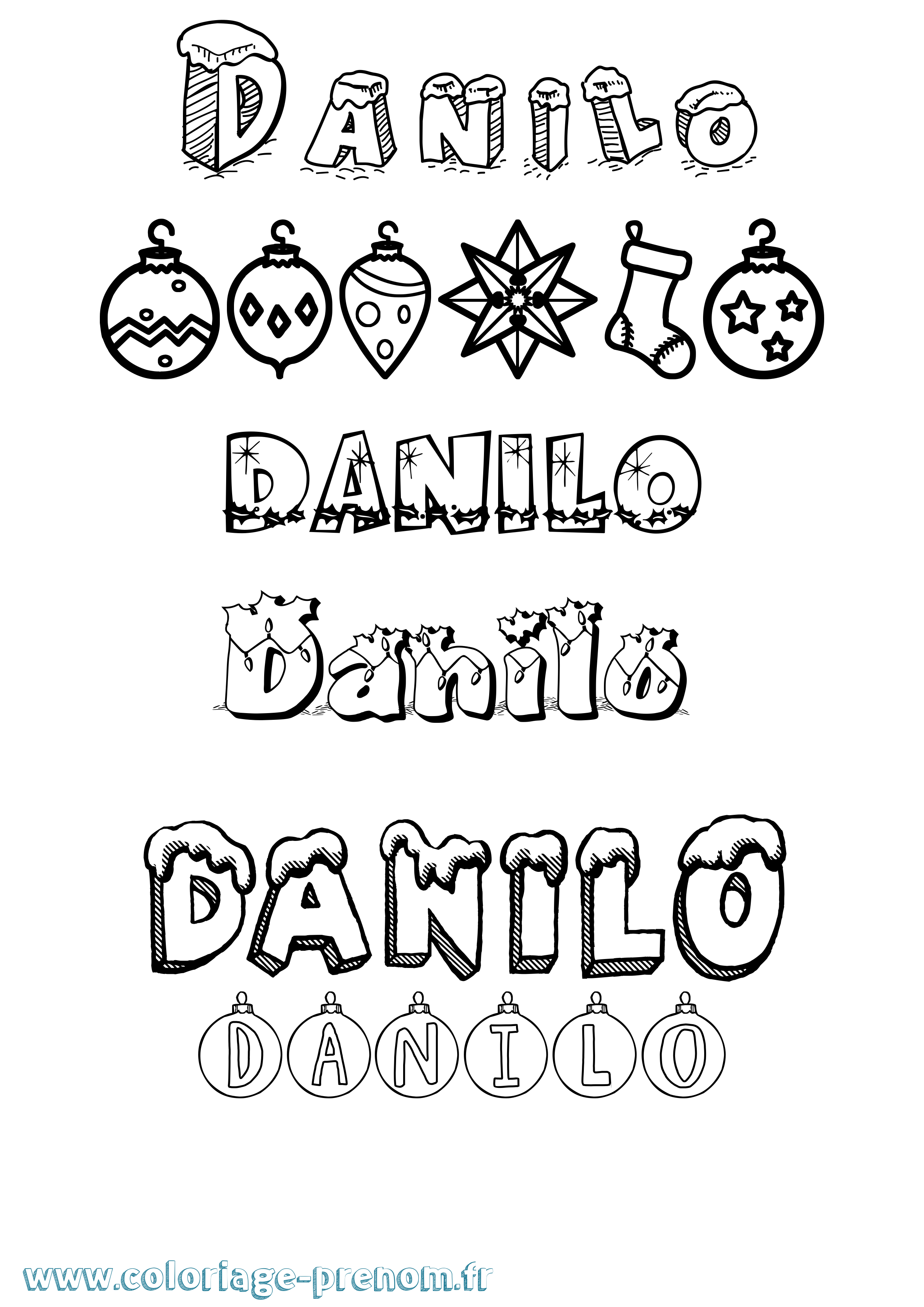 Coloriage Danilo Noël Coloriage prénom Danilo Noël