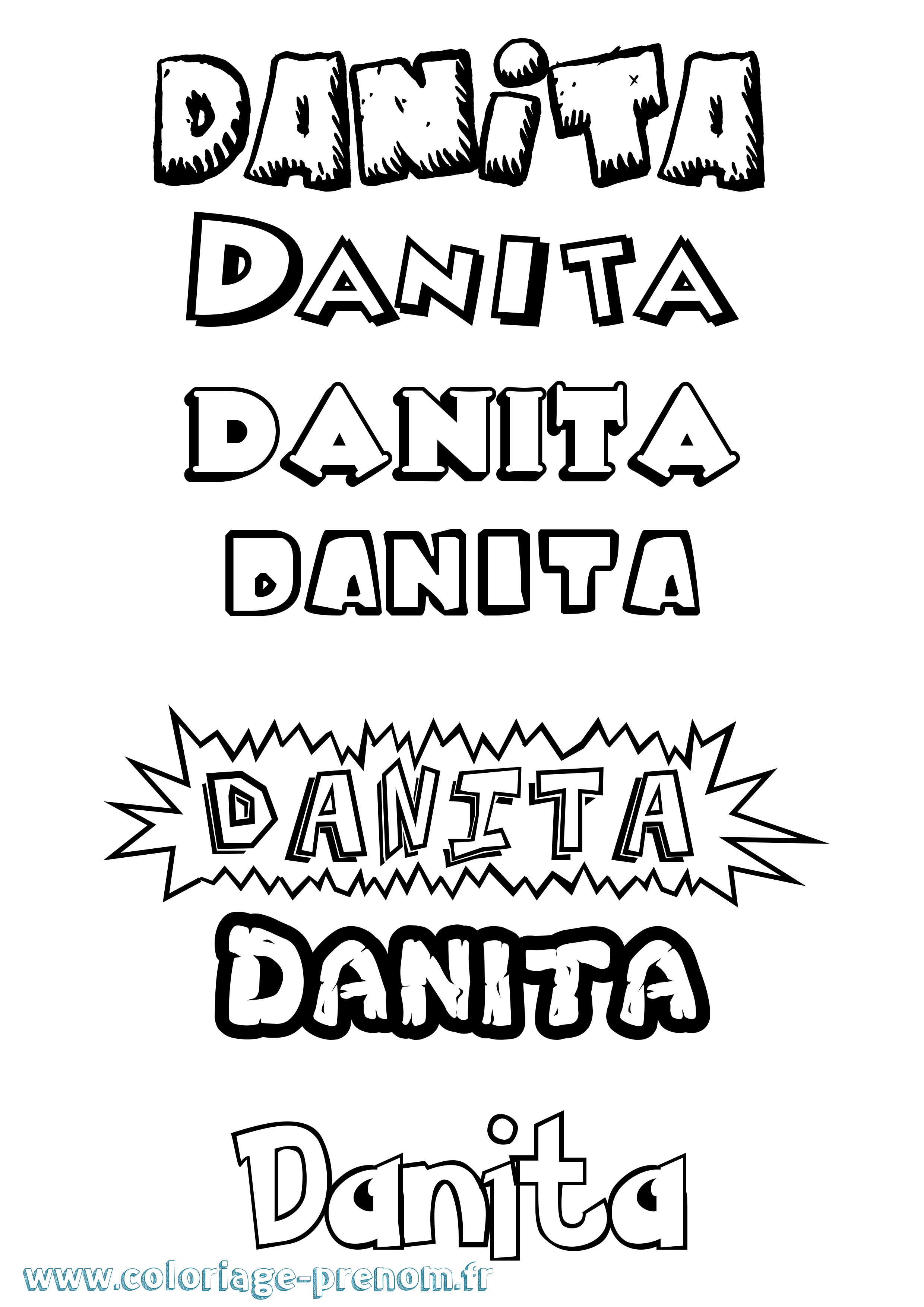 Coloriage prénom Danita Dessin Animé