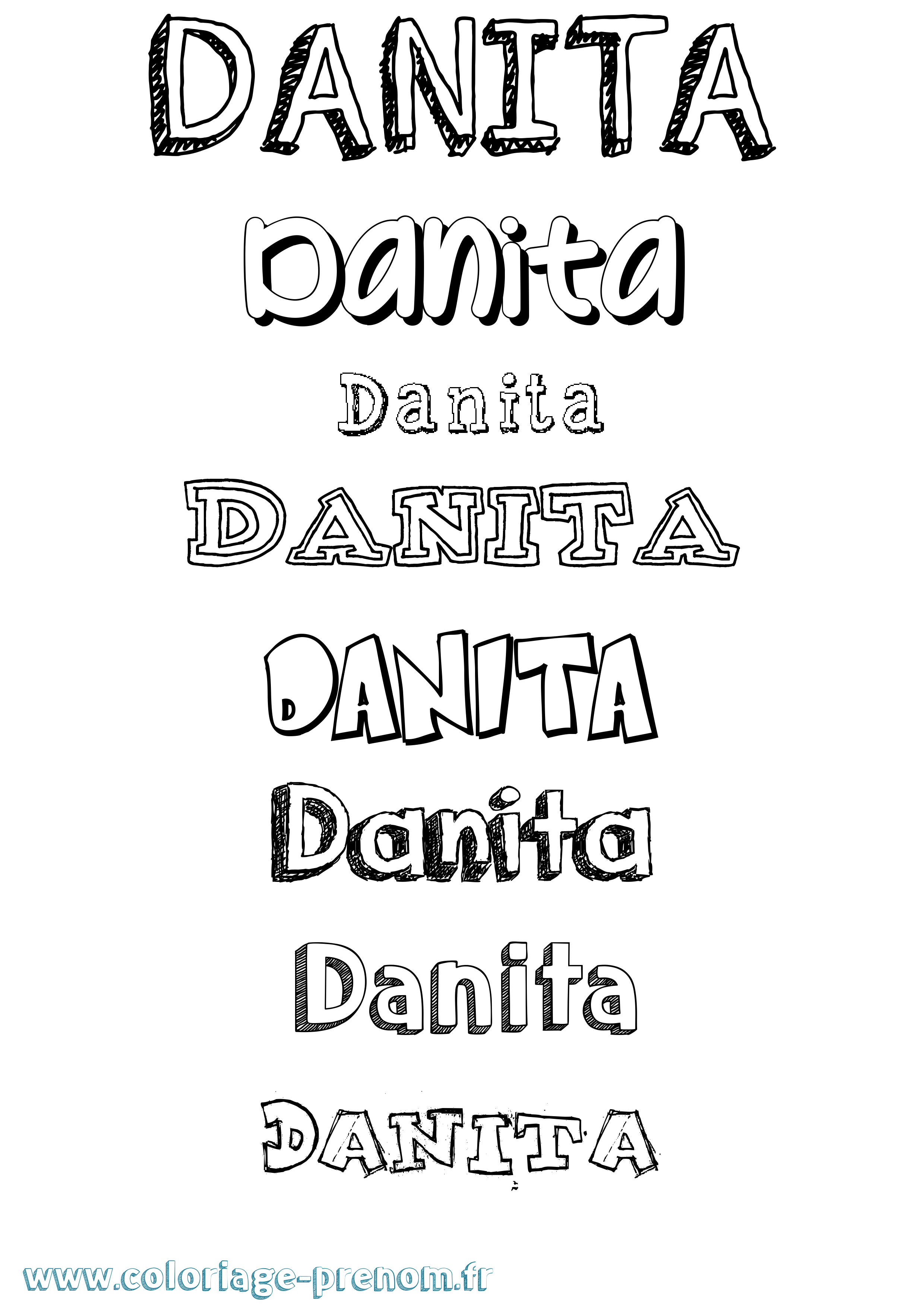 Coloriage prénom Danita Dessiné