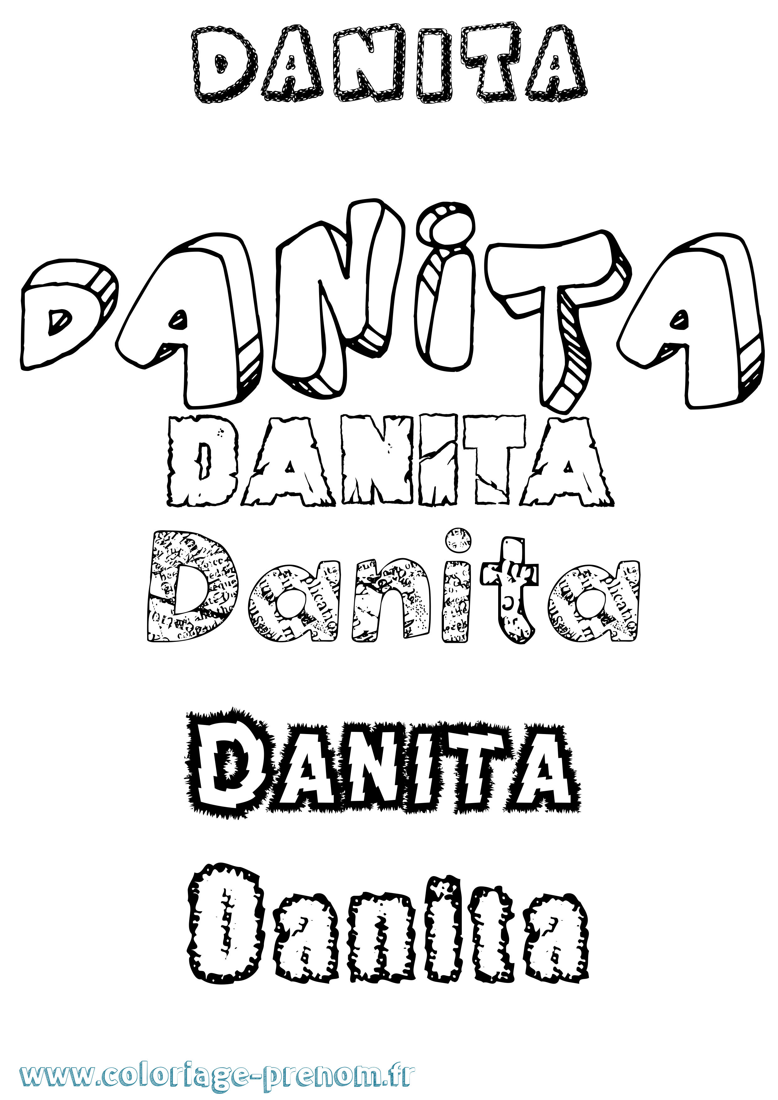 Coloriage prénom Danita Destructuré